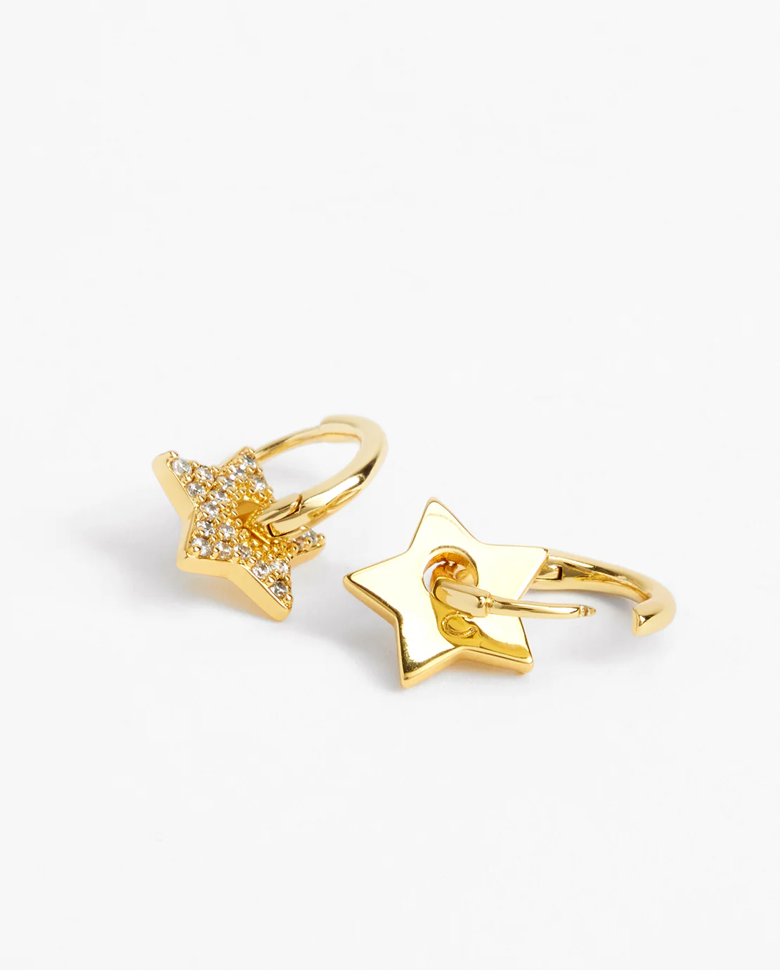 Iced Star Charm Huggie Earrings - Gold - Image 3