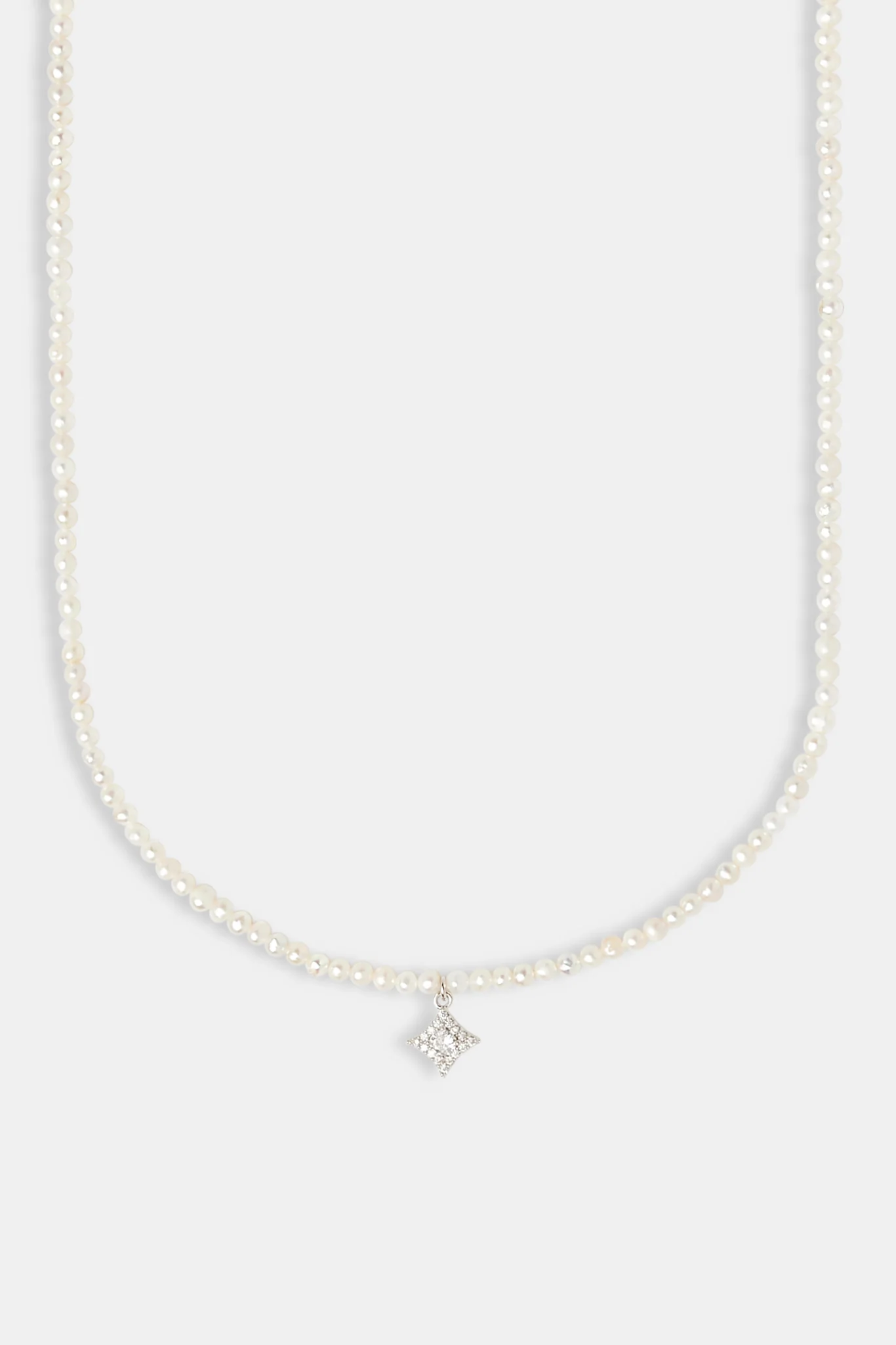 Iced Star Motif  Freshwater Pearl Necklace - 10mm - Image 4