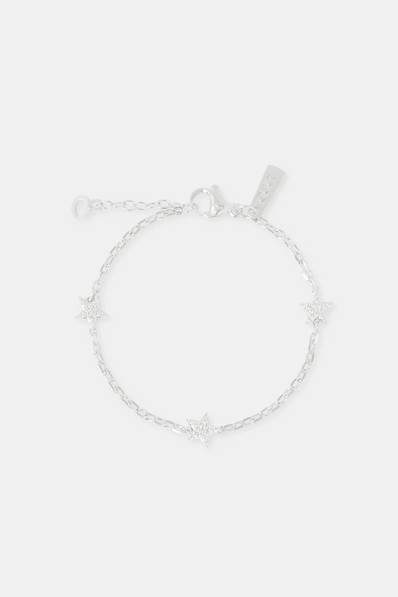 Iced Star Rolo Link Bracelet - 2.5mm - Image 2