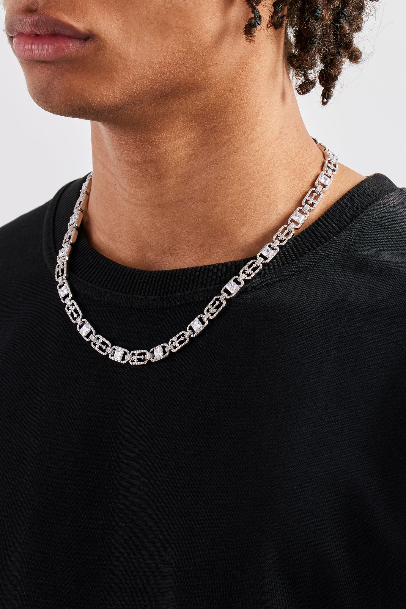 Iced Stone & Cross Link Chain - 8mm - Image 3