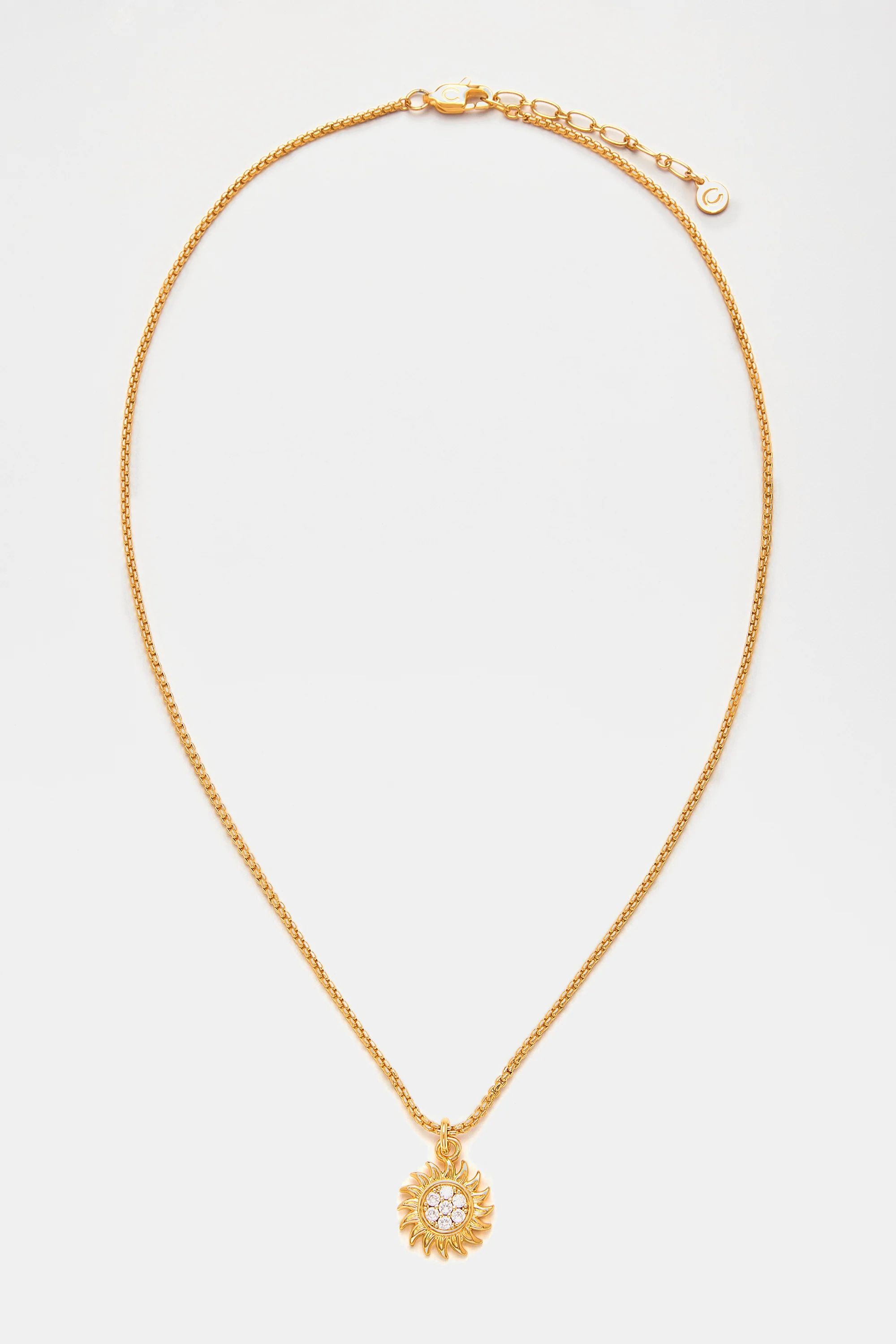 Iced Sunburst Box Chain Necklace - Gold - Image 3