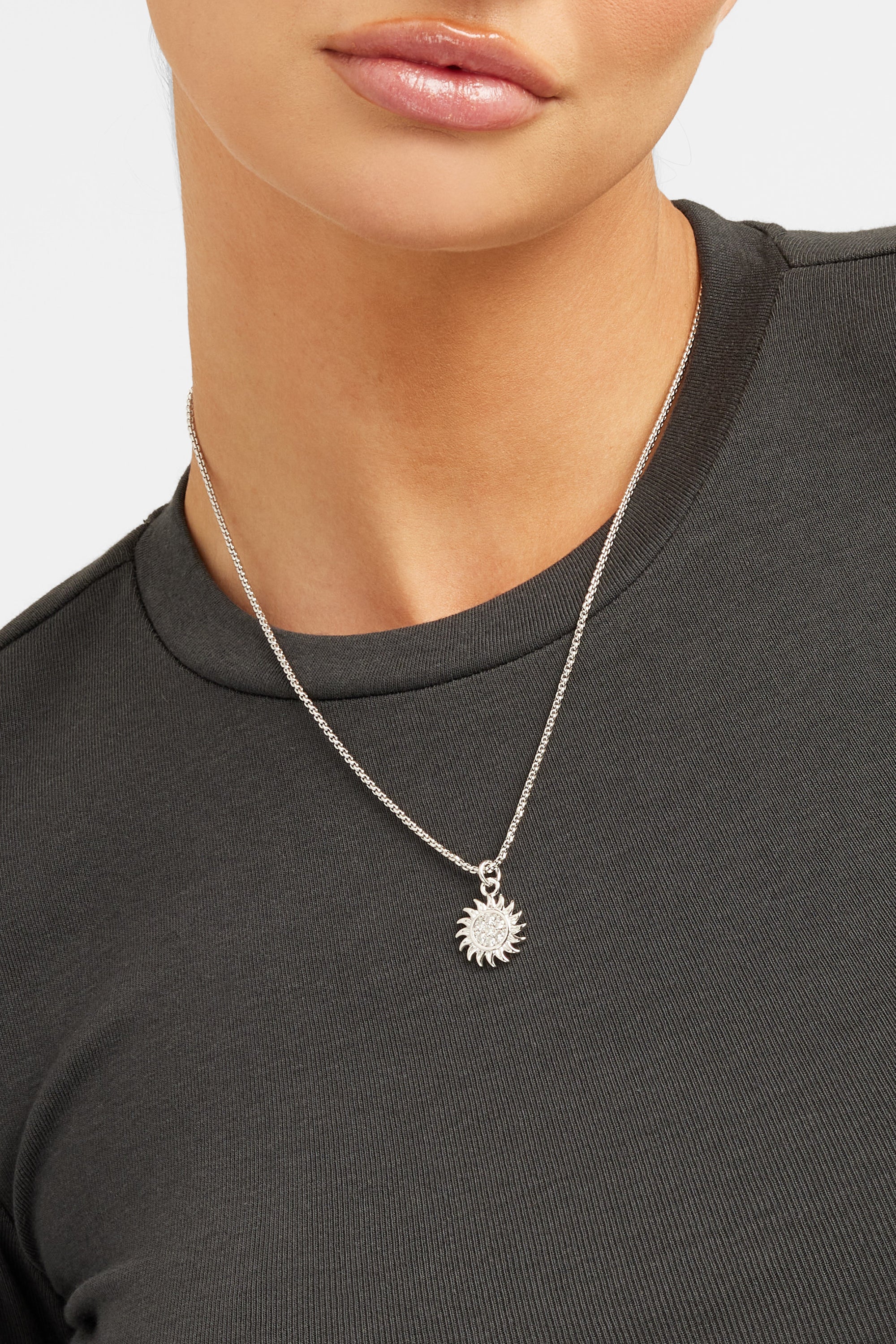 Iced Sunburst Box Chain Necklace - Image 2