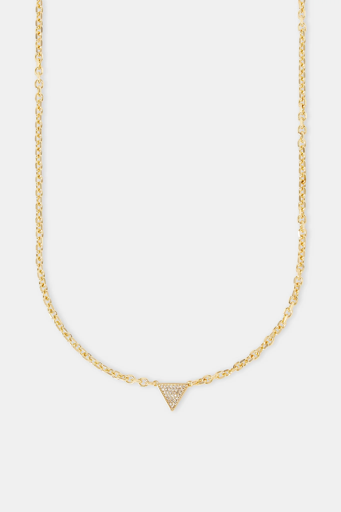 Iced Triangular Pave Pendant Necklace - 10mm - Gold - Image 2