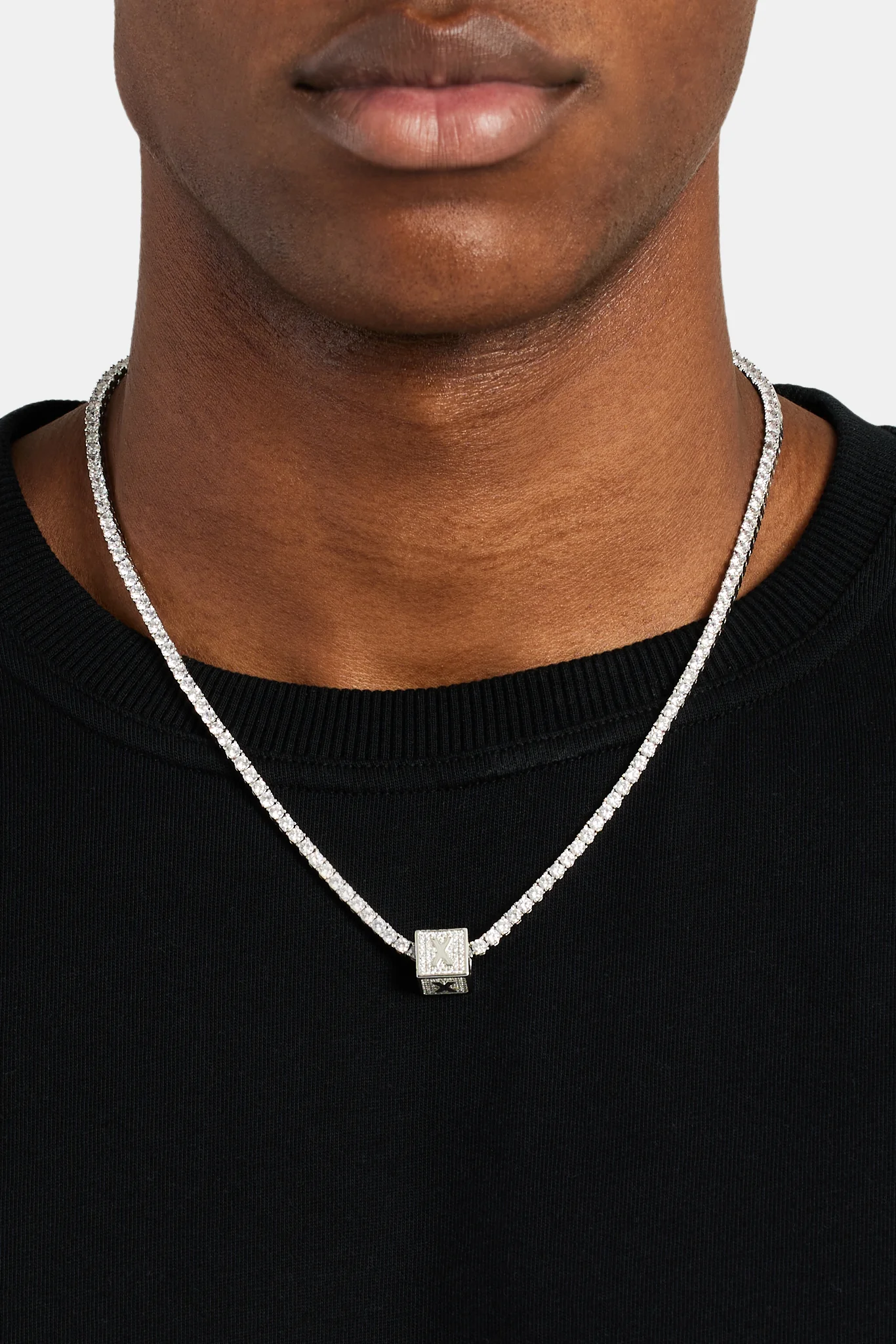 Iced X Letter Block Pendant - Image 3