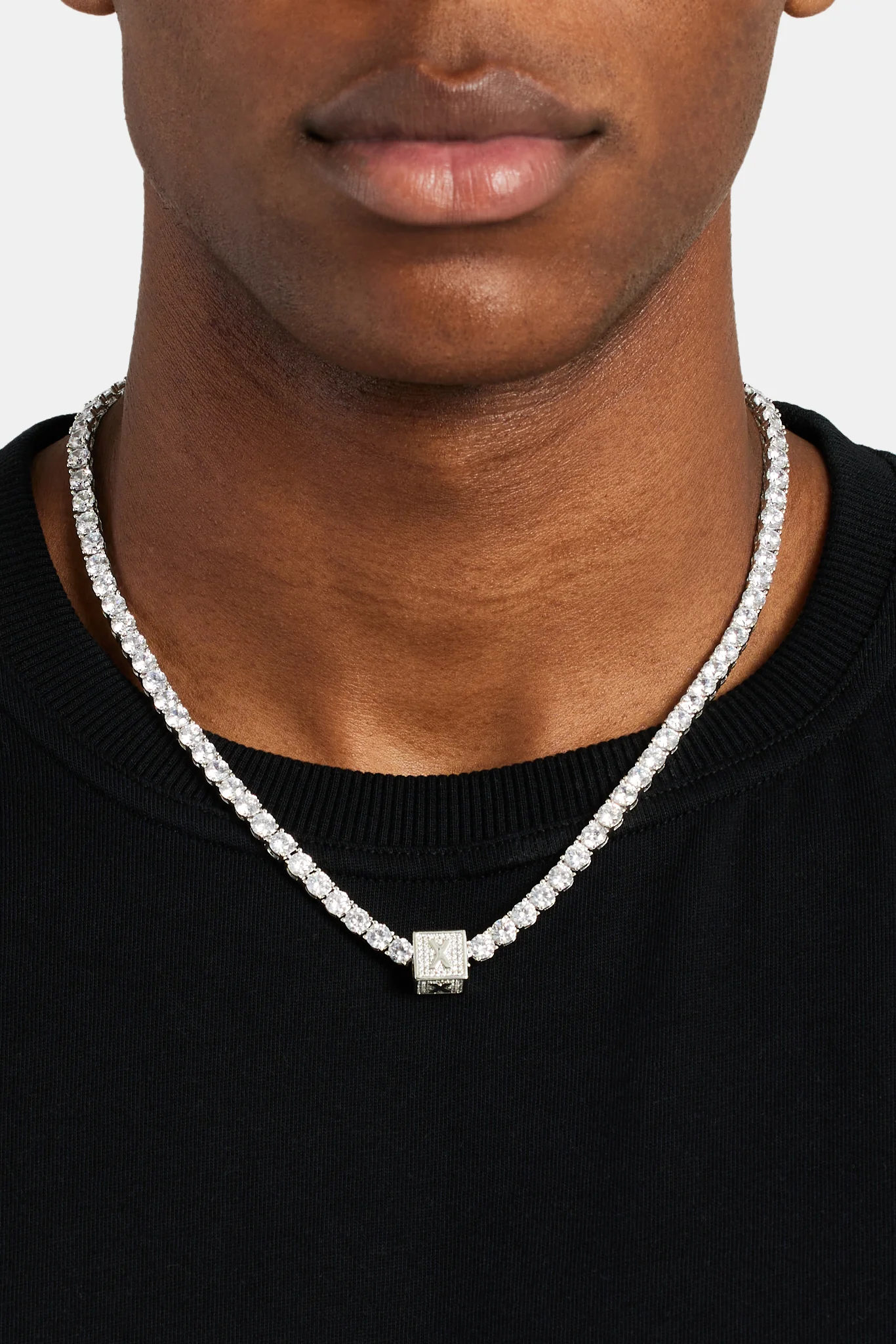 Iced X Letter Block Pendant - Image 4