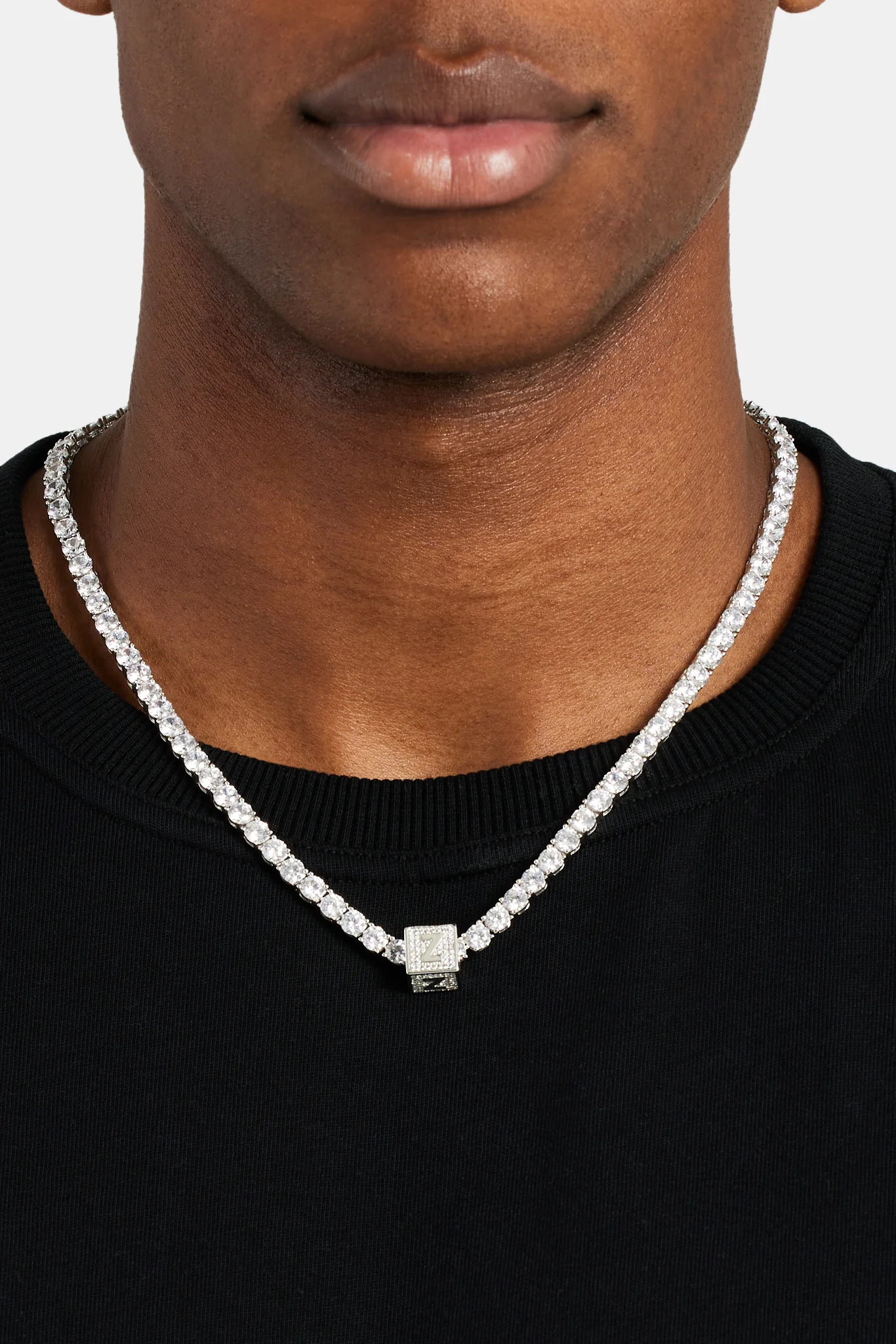 Iced Z Letter Block Pendant - Image 4