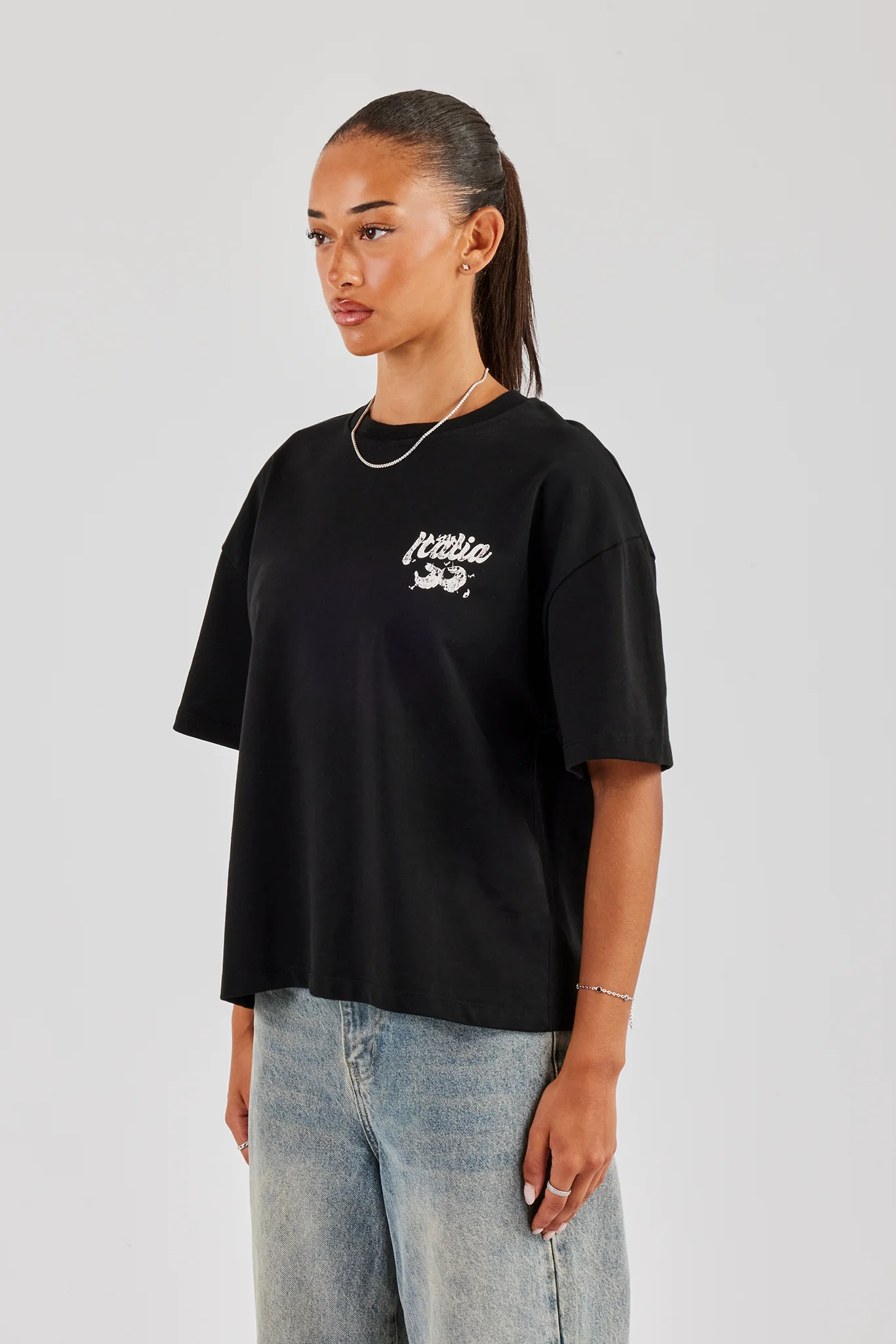 Italia Back Print Oversized T-Shirt - Black - Image 4