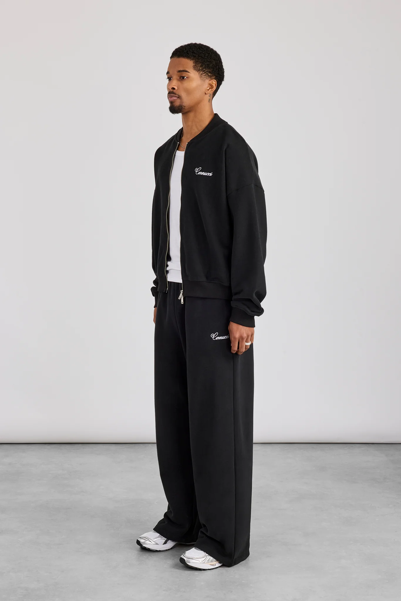 Jersey Embroidered Bomber & Jogger - Black - Image 3