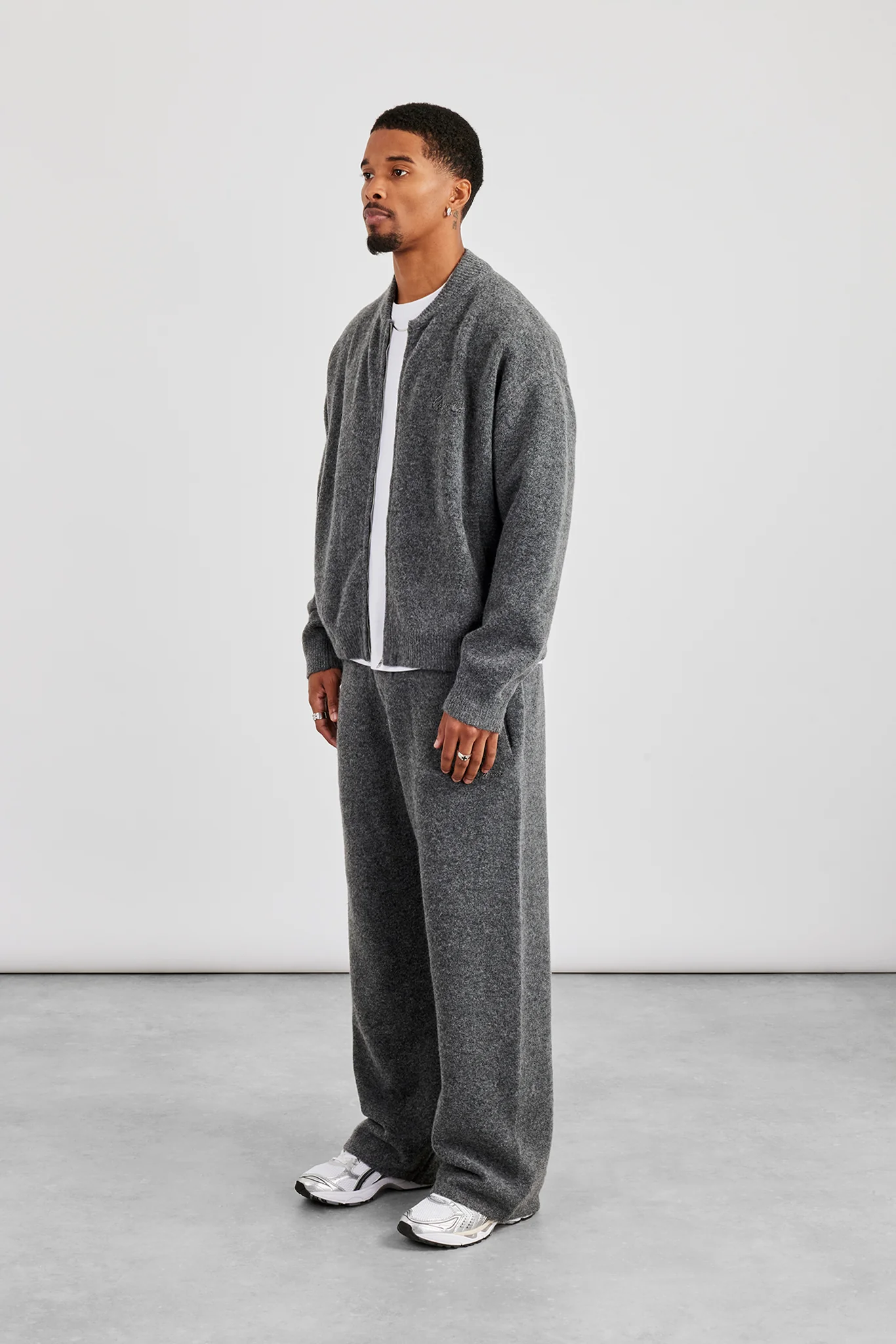 Knitted Bomber Jacket & Relaxed Jogger - Grey - Image 3