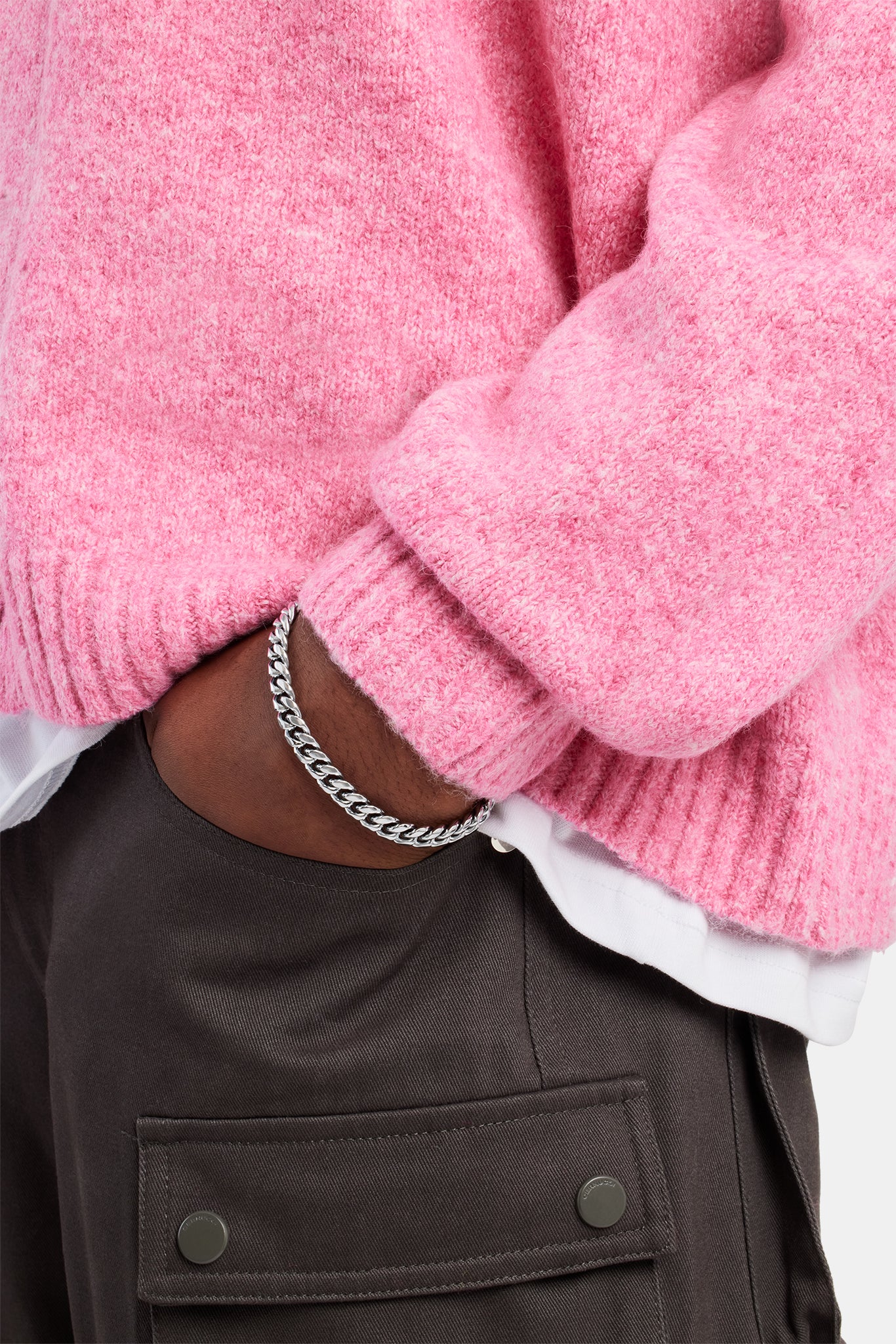 Knitted Button Front Cardigan - Pink - Image 4