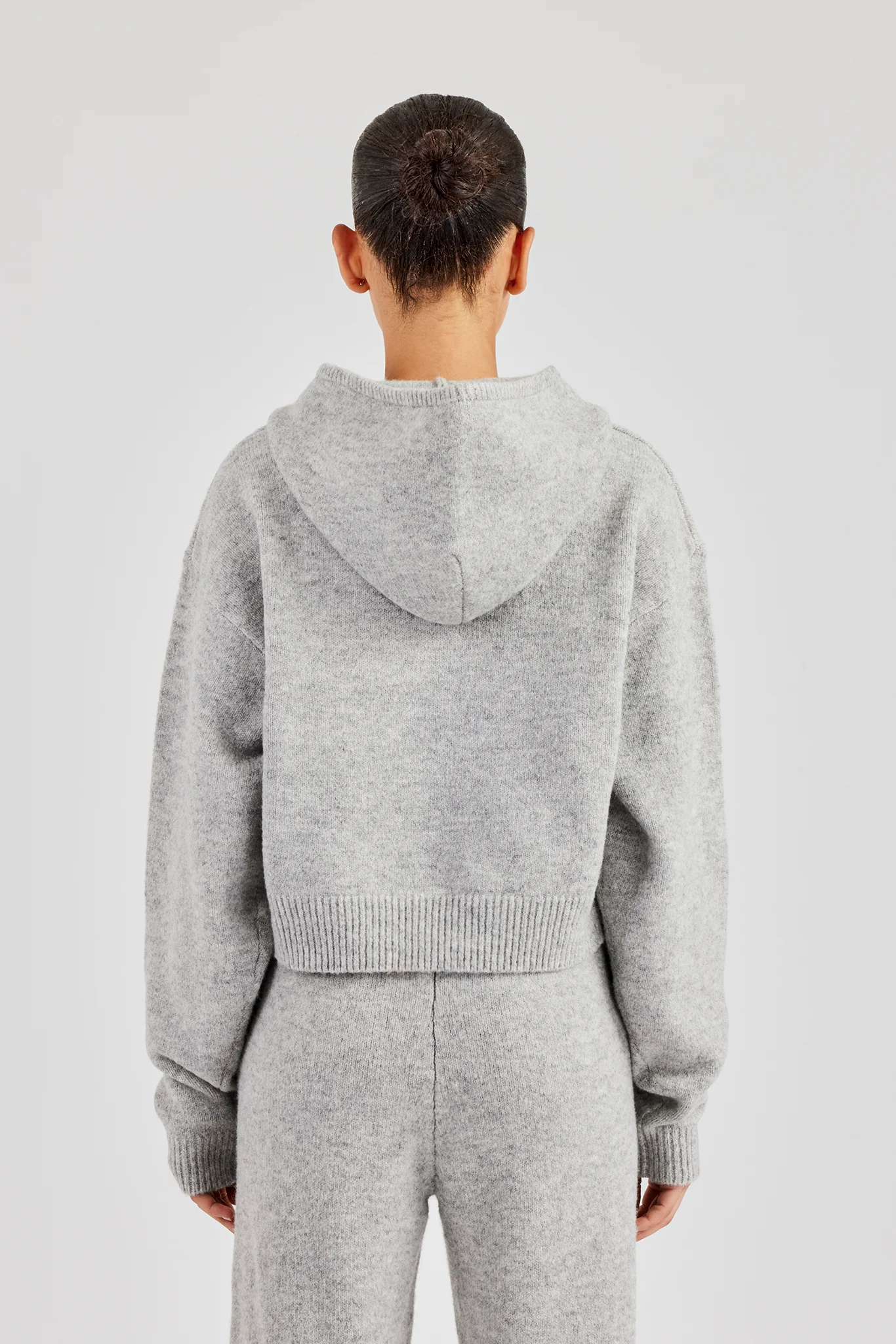 Knitted C Hoodie - Light Grey - Image 2