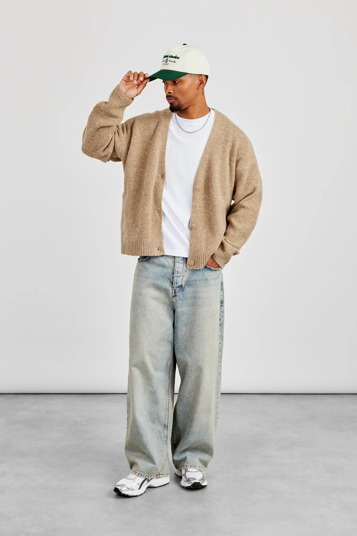 Knitted Cardigan - Taupe - Image 2