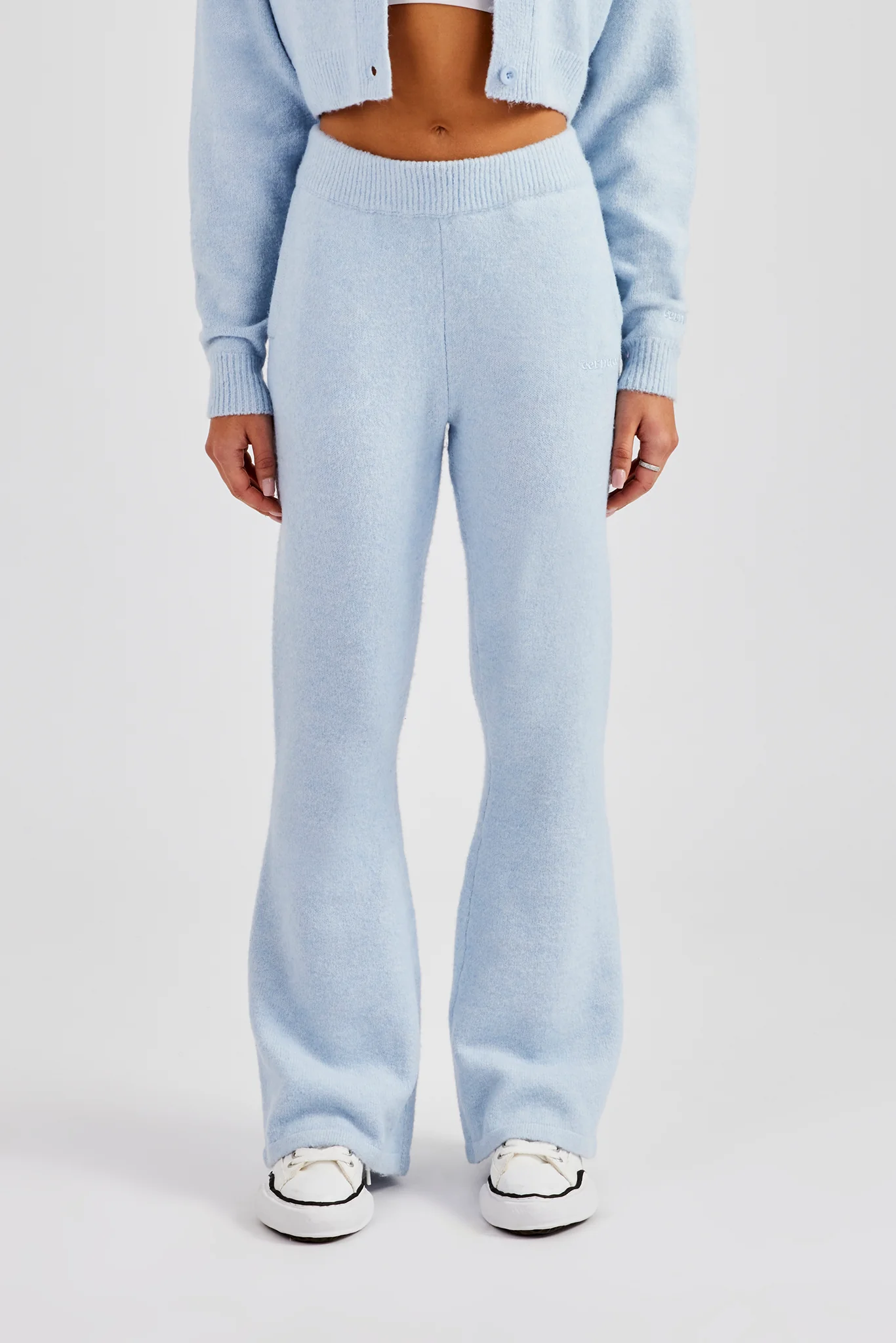 Knitted Flare Trouser - Baby Blue - Image 2