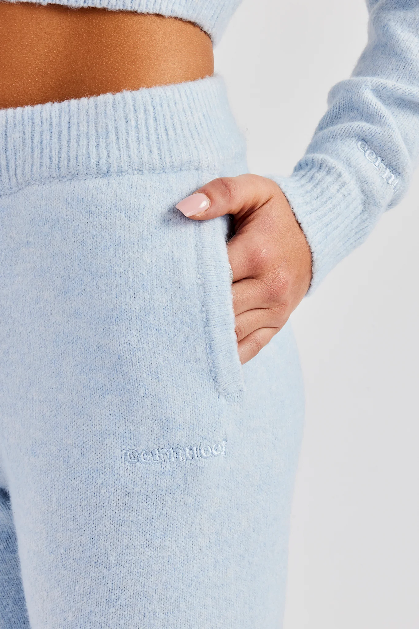 Knitted Flare Trouser - Baby Blue - Image 4