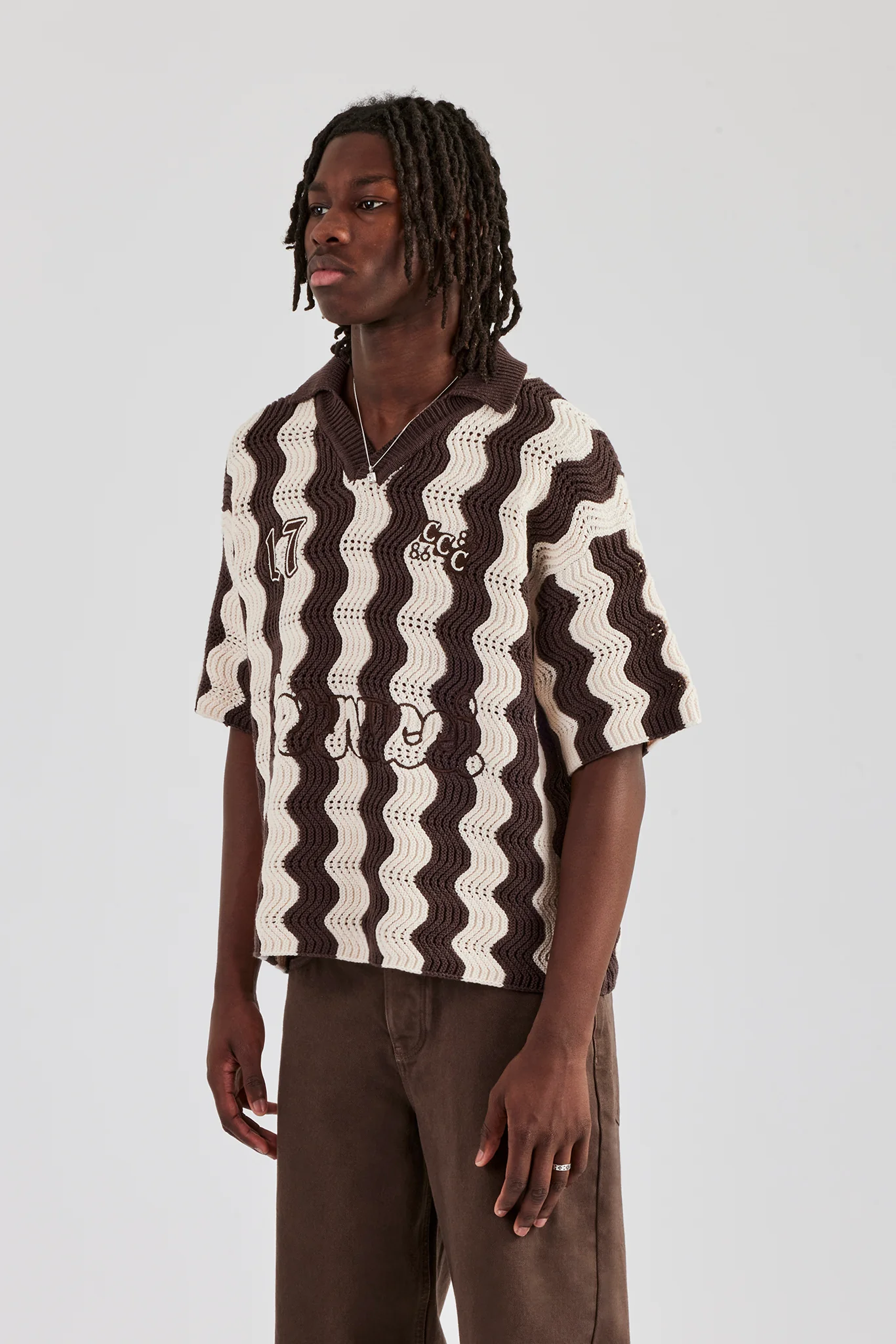 Knitted Football Top - Chocolate - Image 2