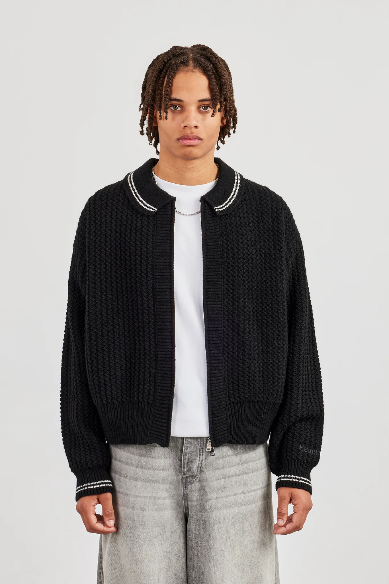 Knitted Harrington - Black - Image 3