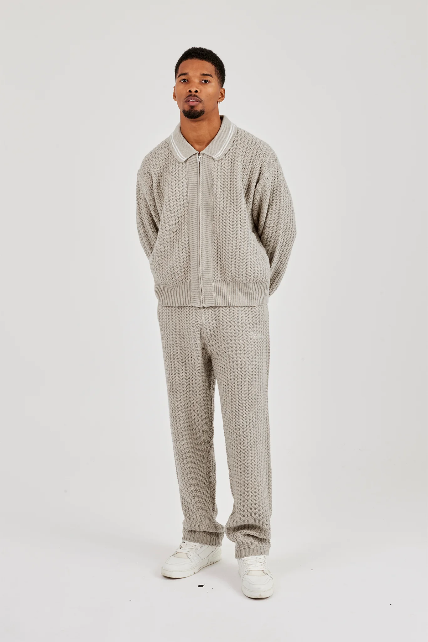 Knitted Harrington & Jogger - Taupe