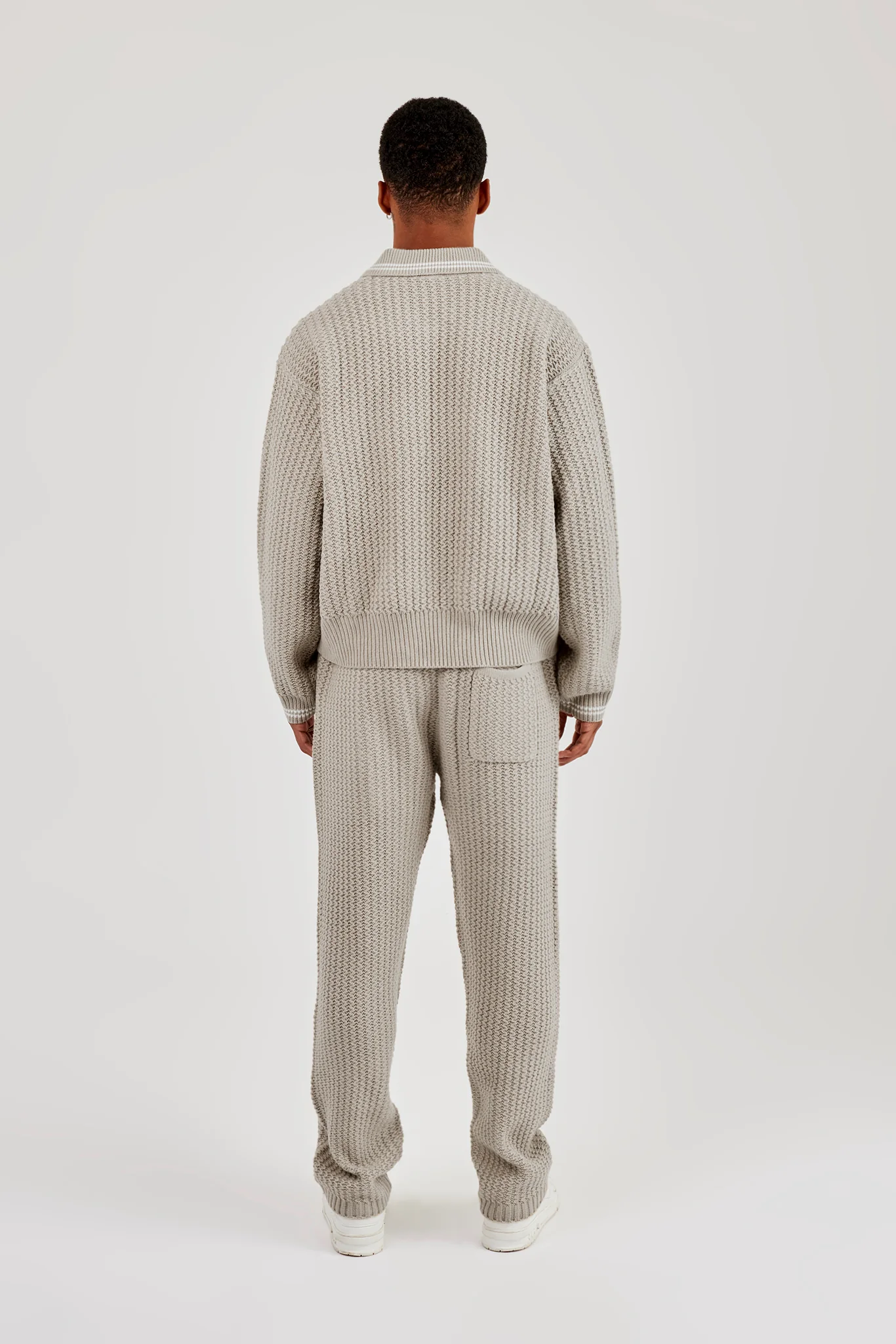 Knitted Harrington & Jogger - Taupe - Image 3