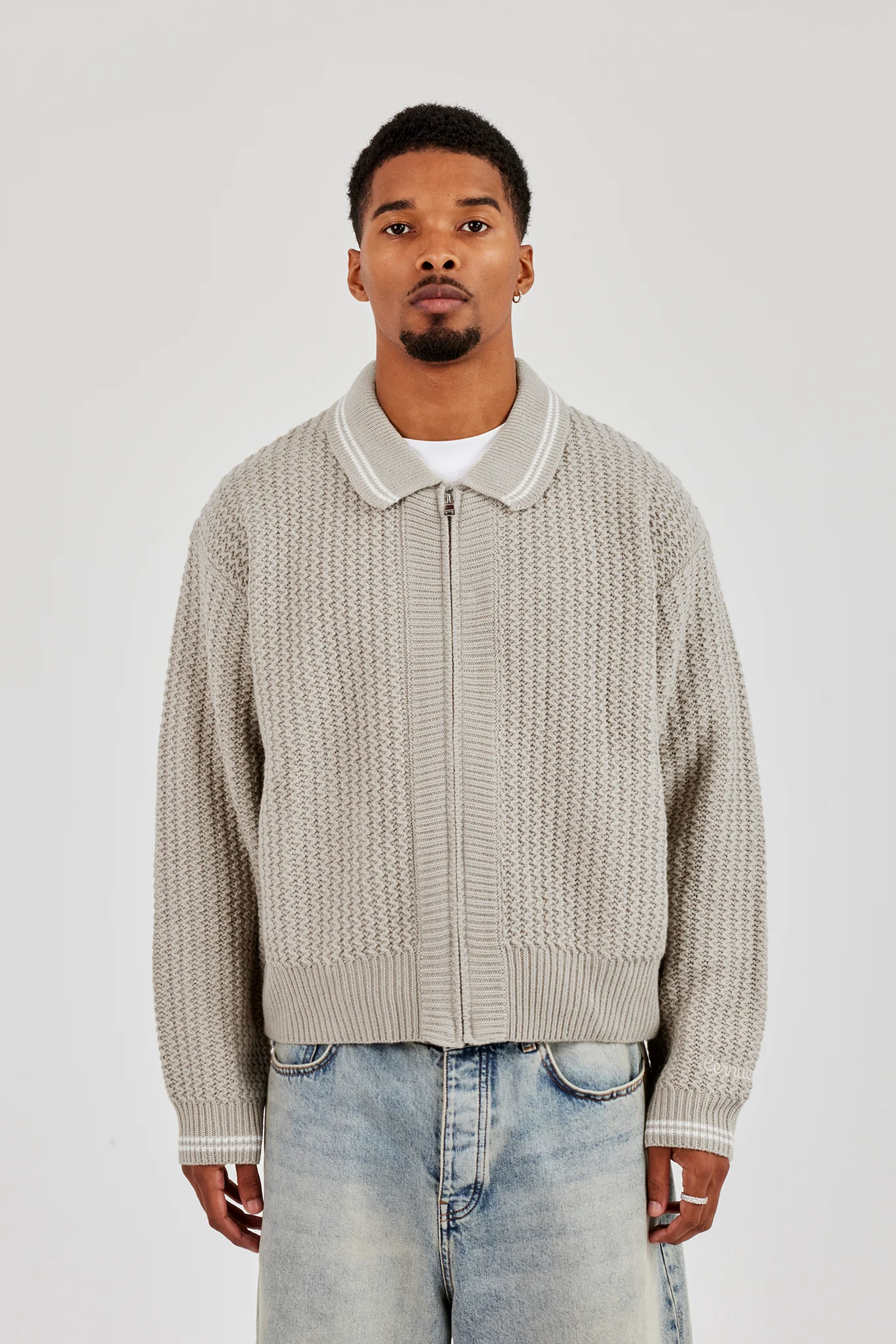 Knitted Harrington - Taupe - Image 2