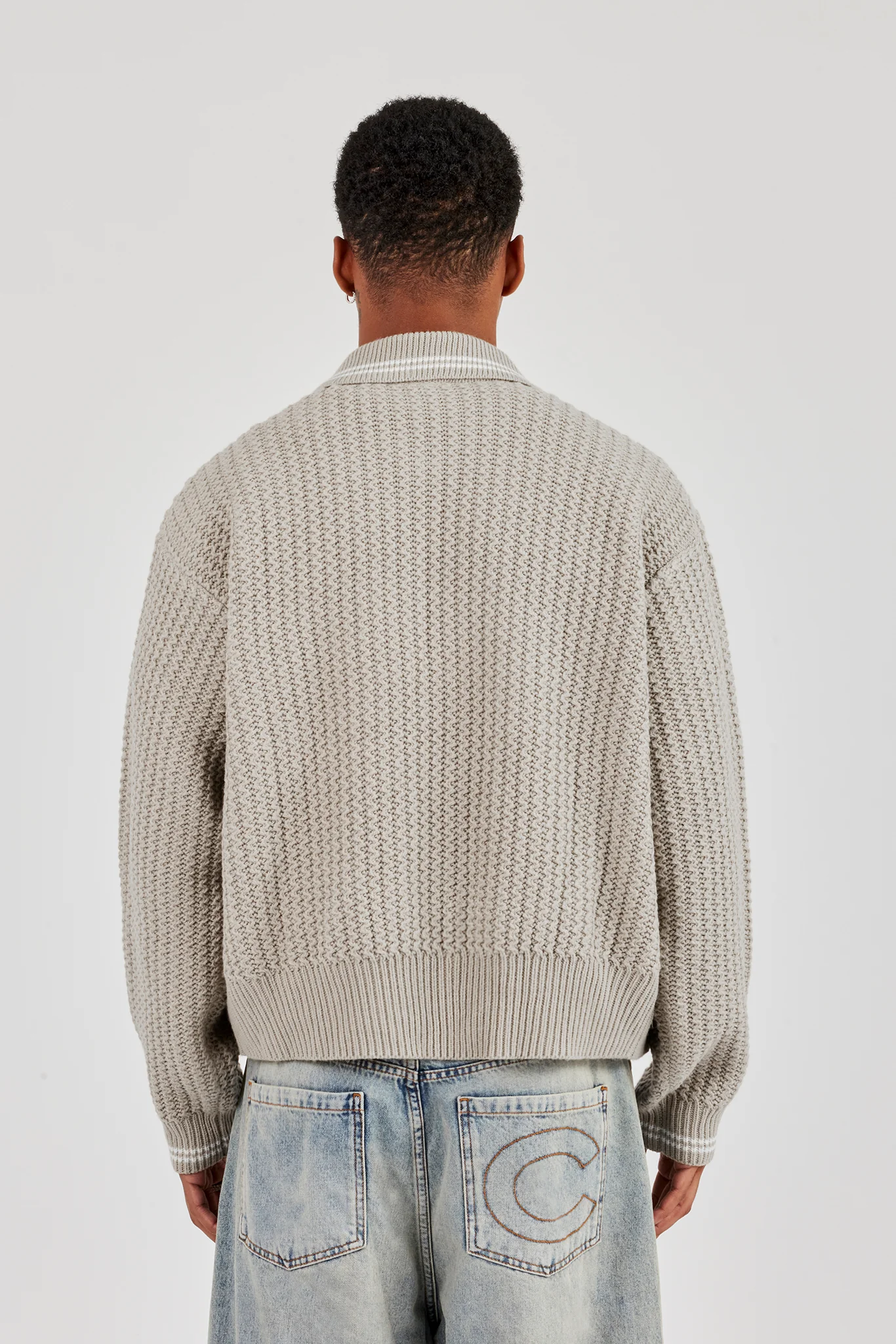 Knitted Harrington - Taupe - Image 3
