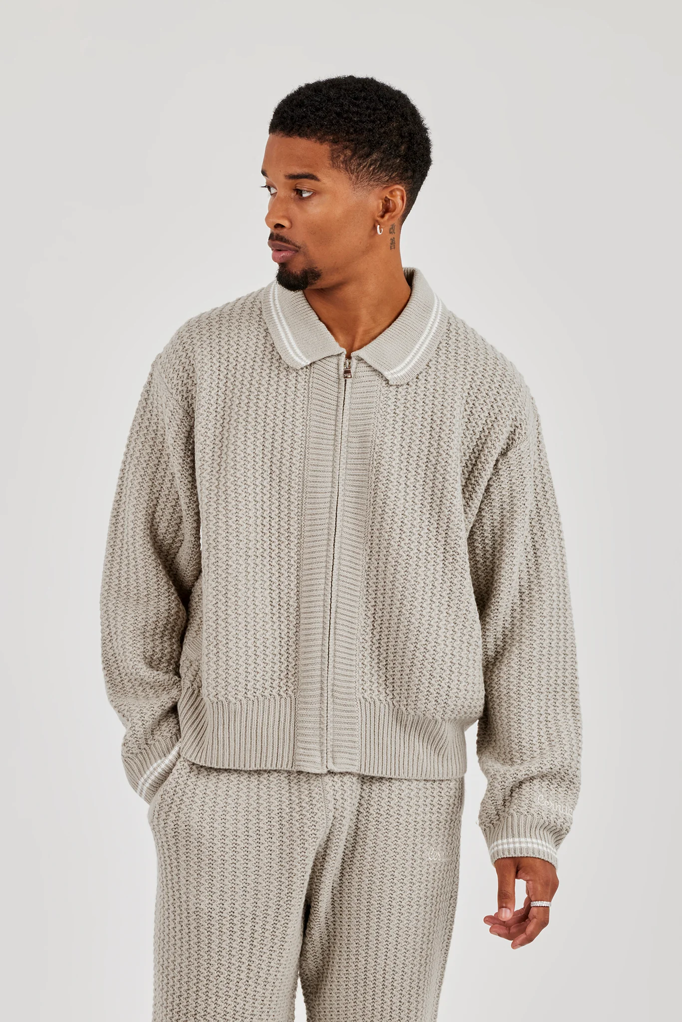 Knitted Harrington - Taupe - Image 4