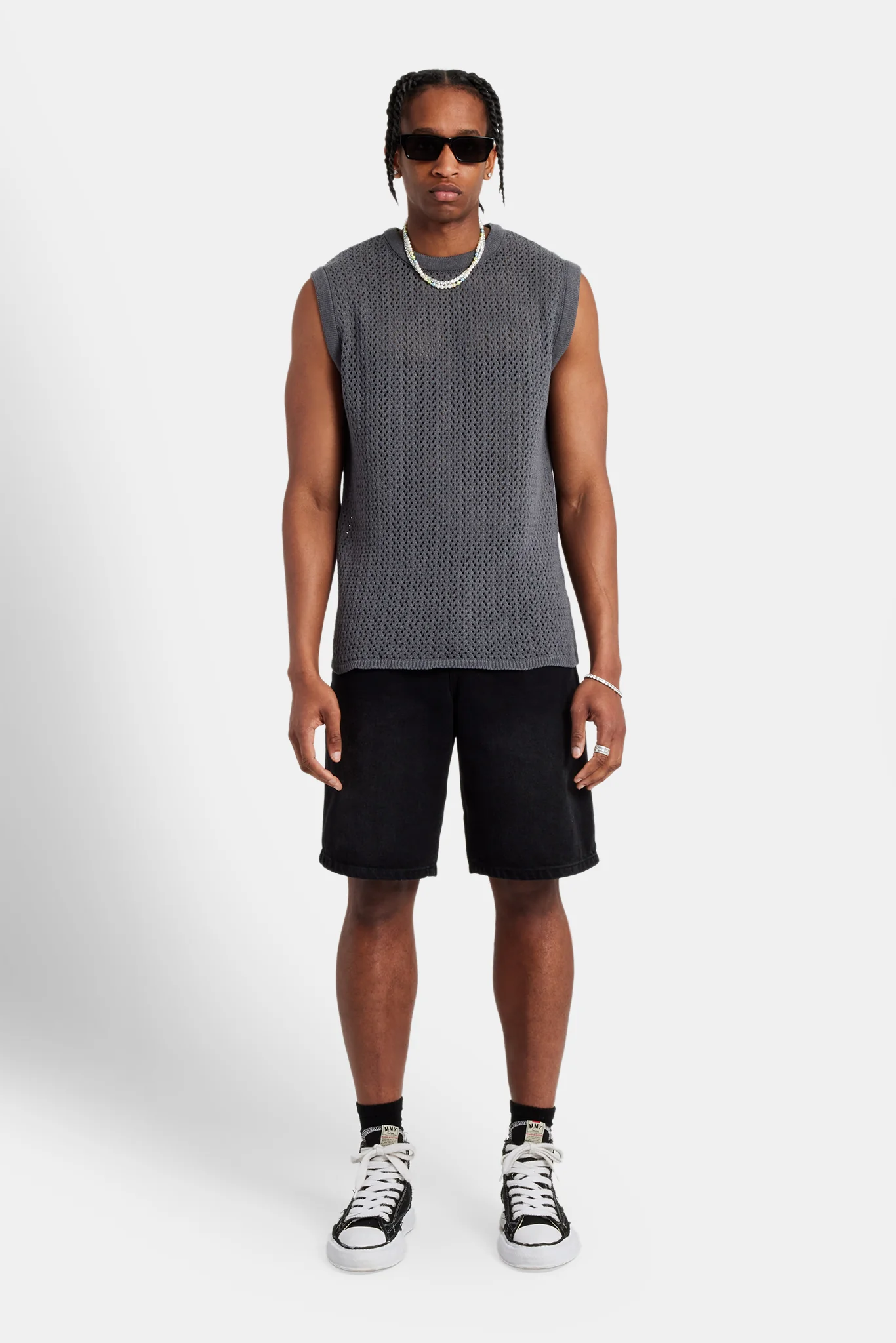 Knitted Loose Vest - Charcoal - Image 2