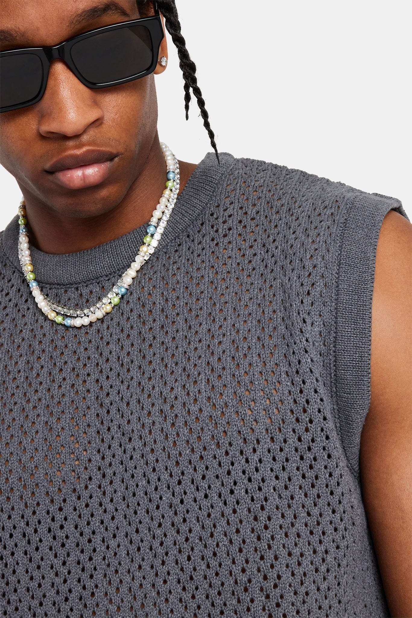 Knitted Loose Vest - Charcoal - Image 4