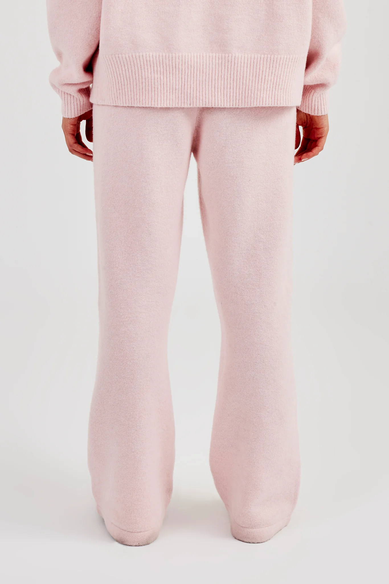 Knitted Wide Leg Jogger - Baby Pink - Image 4