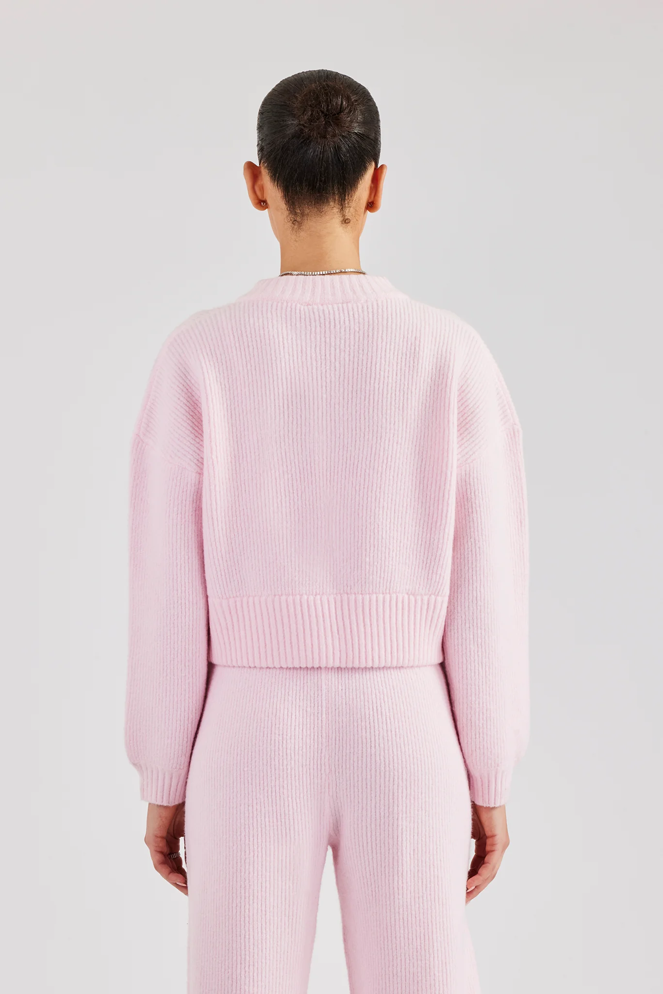 Knitted Zip Front Bomber - Baby Pink - Image 4