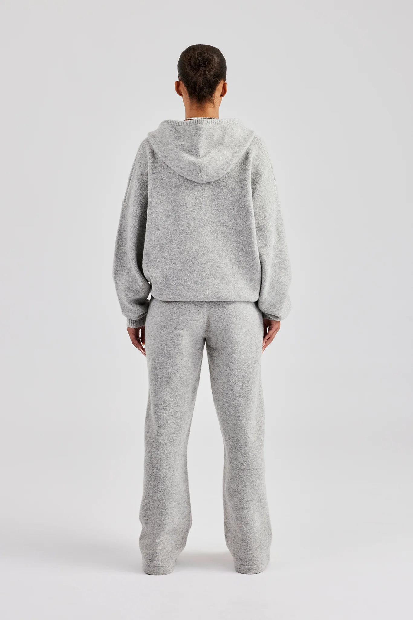 Knitted Zip Through Tracksuit - Light Grey - Image 3