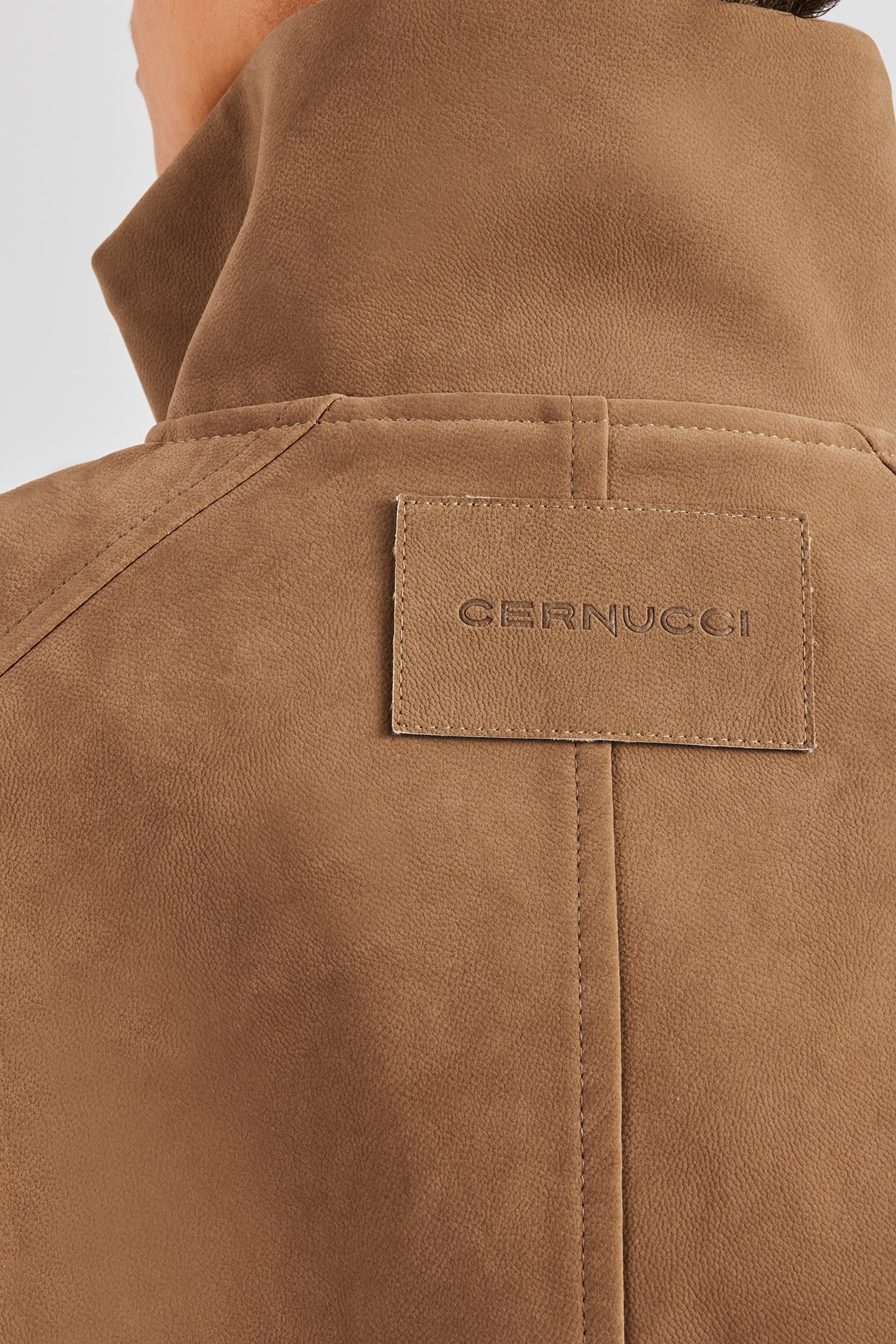 Ladies Faux Suede Trench Coat - Tan - Image 6