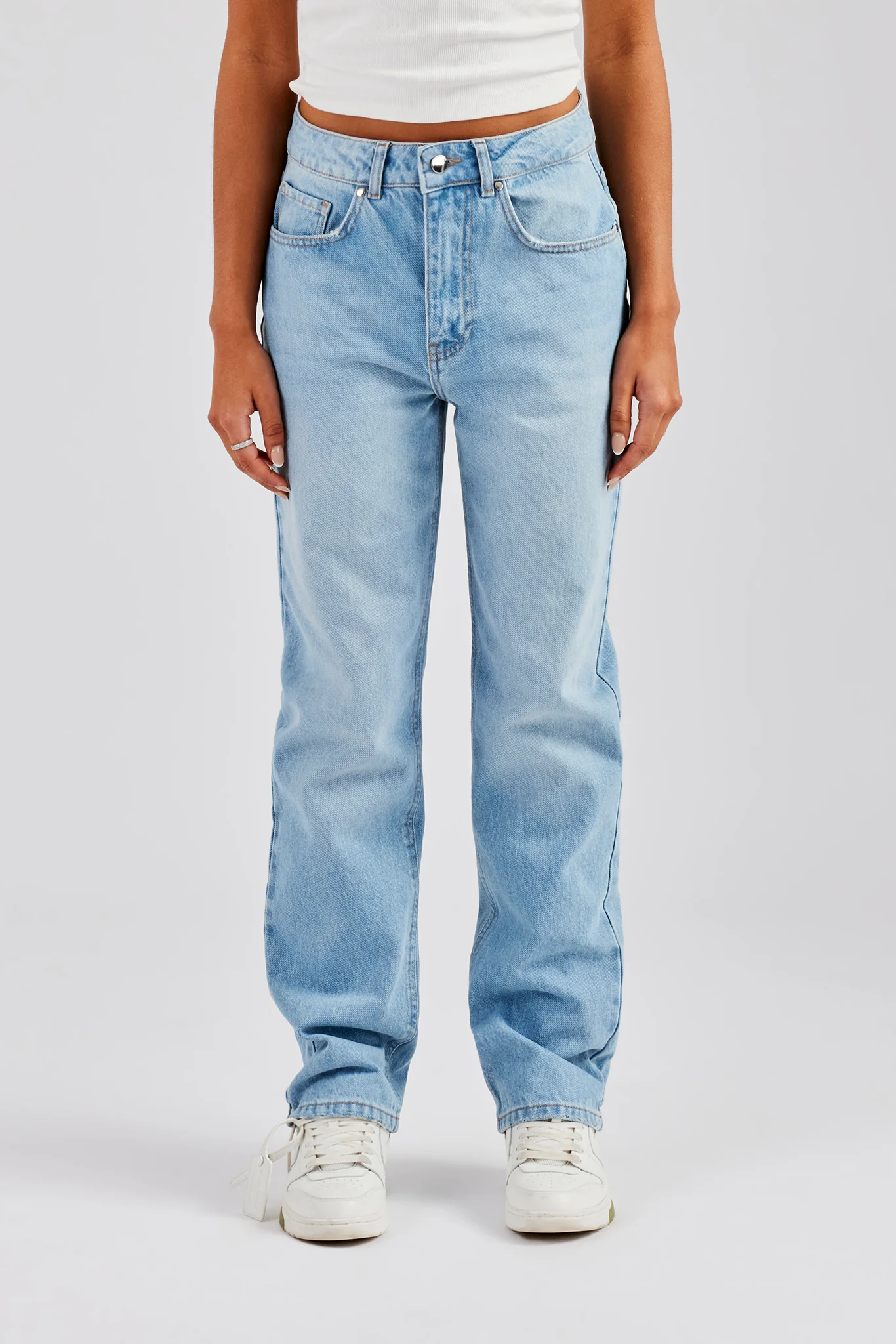 Ladies Straight Leg Jeans  - Light Blue - Image 3