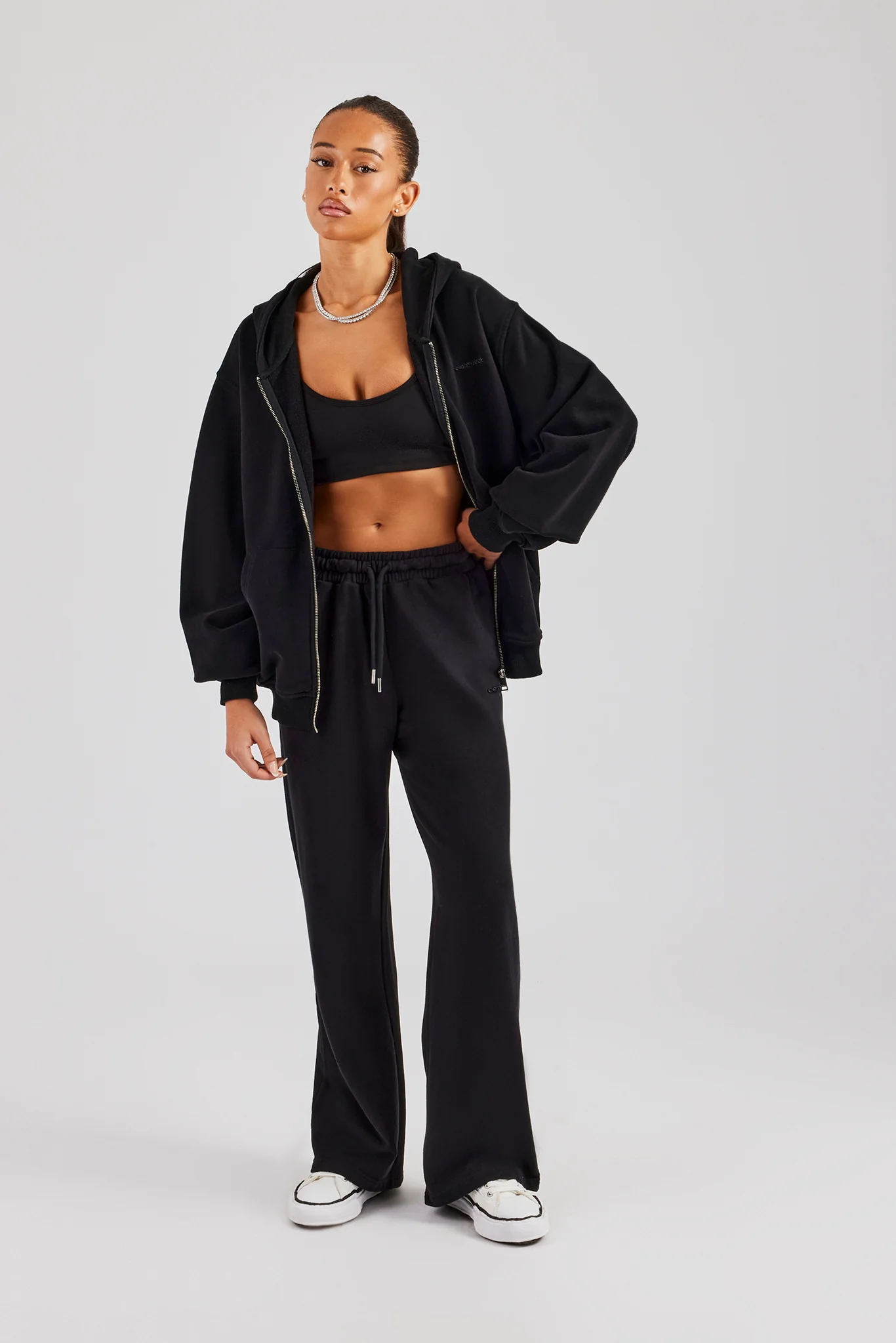 Ladies Wide Leg Jogger - Black - Image 4