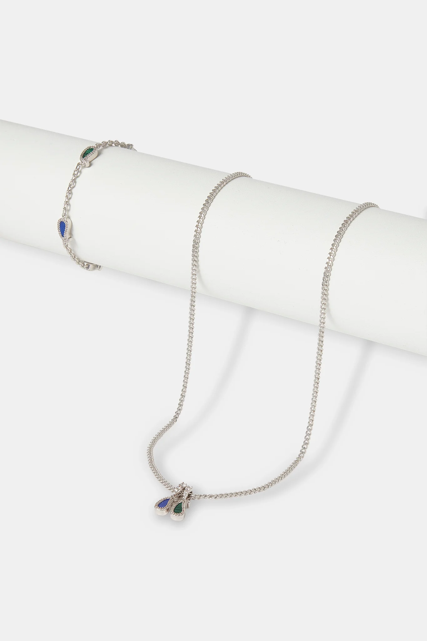 Lapis & Malachite Paisley Rolo Bracelet & Necklace - Image 2