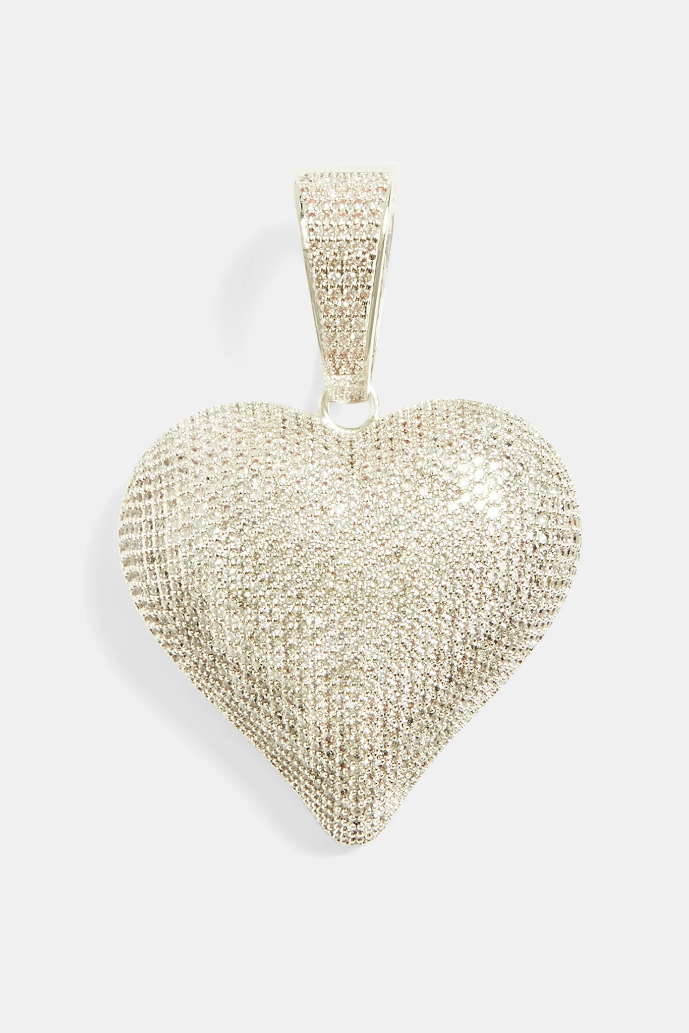 Large 50mm Iced CZ Pave Heart Pendant - Image 2