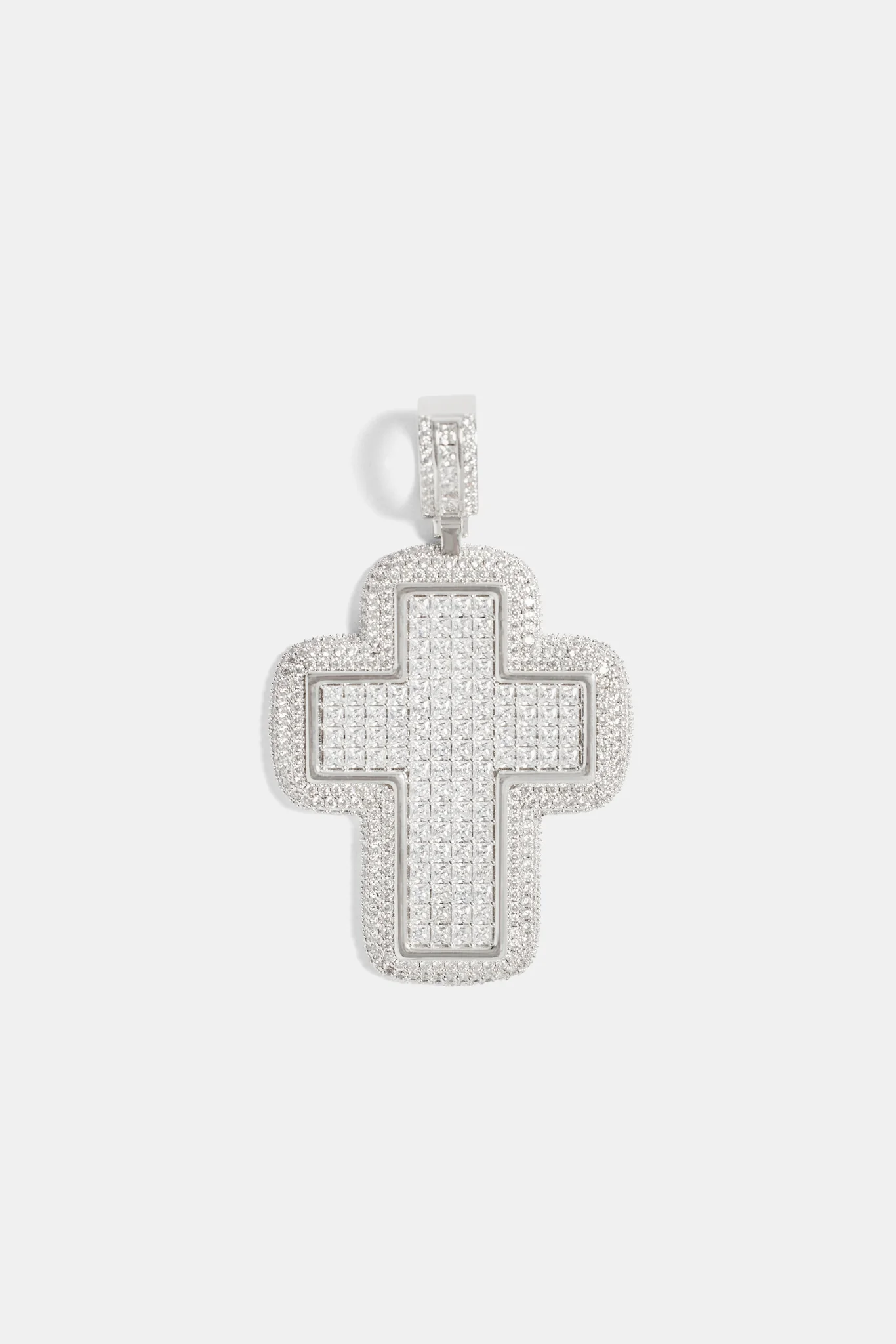 Large 70mm Iced CZ Baguette Cross Pendant - Image 2