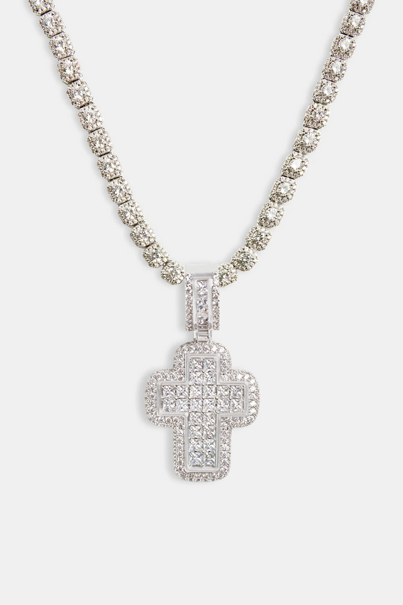 Large 70mm Iced CZ Baguette Cross Pendant - Image 3