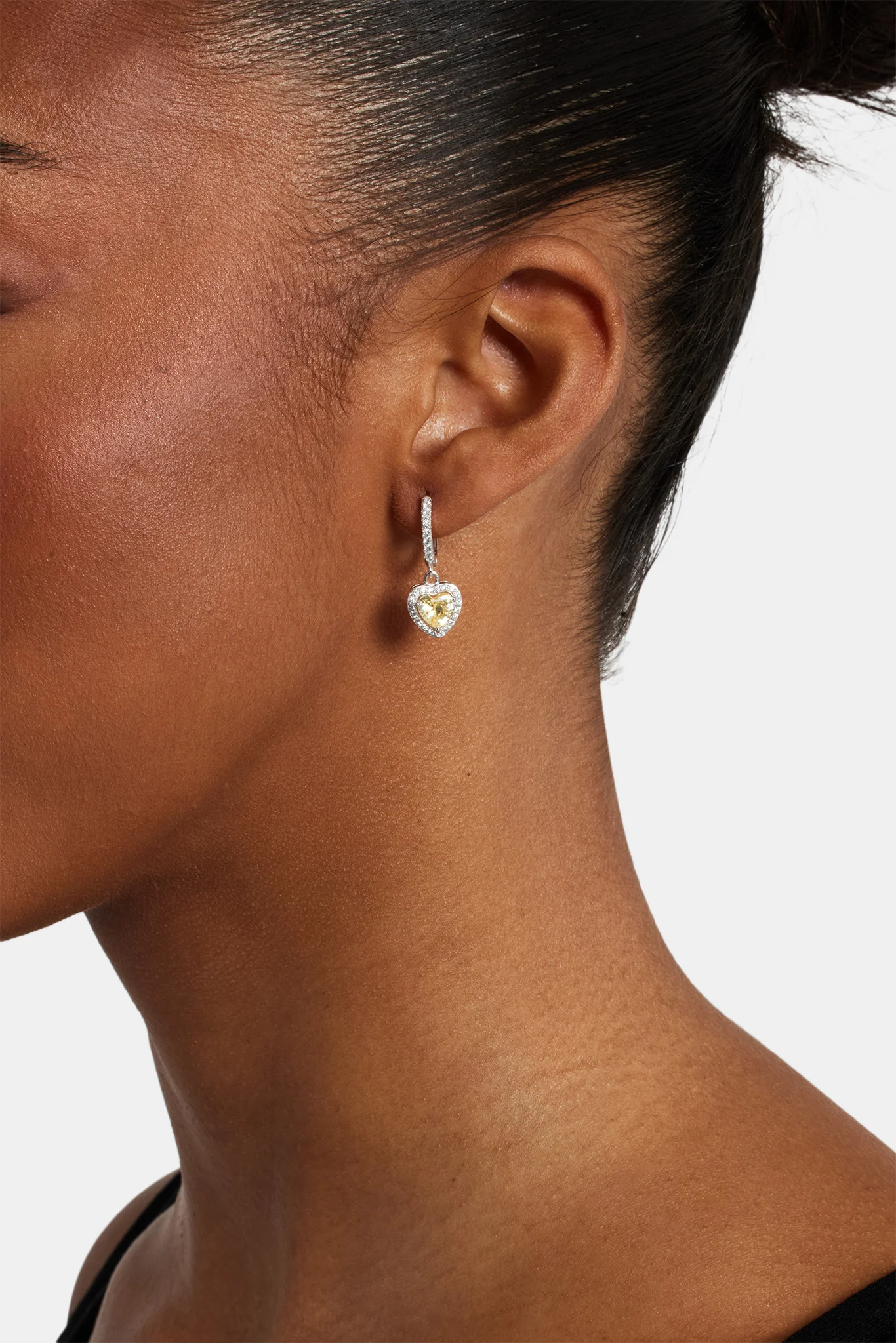 Lemon Heart Drop Earrings - 25mm - Image 2