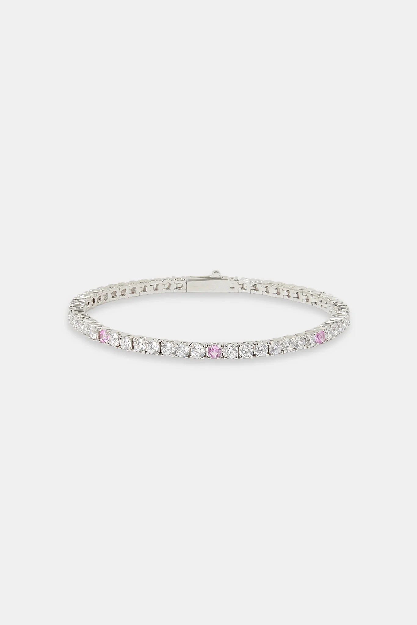 Light Pink & Clear Stone Tennis Bracelet - 3mm - Image 2