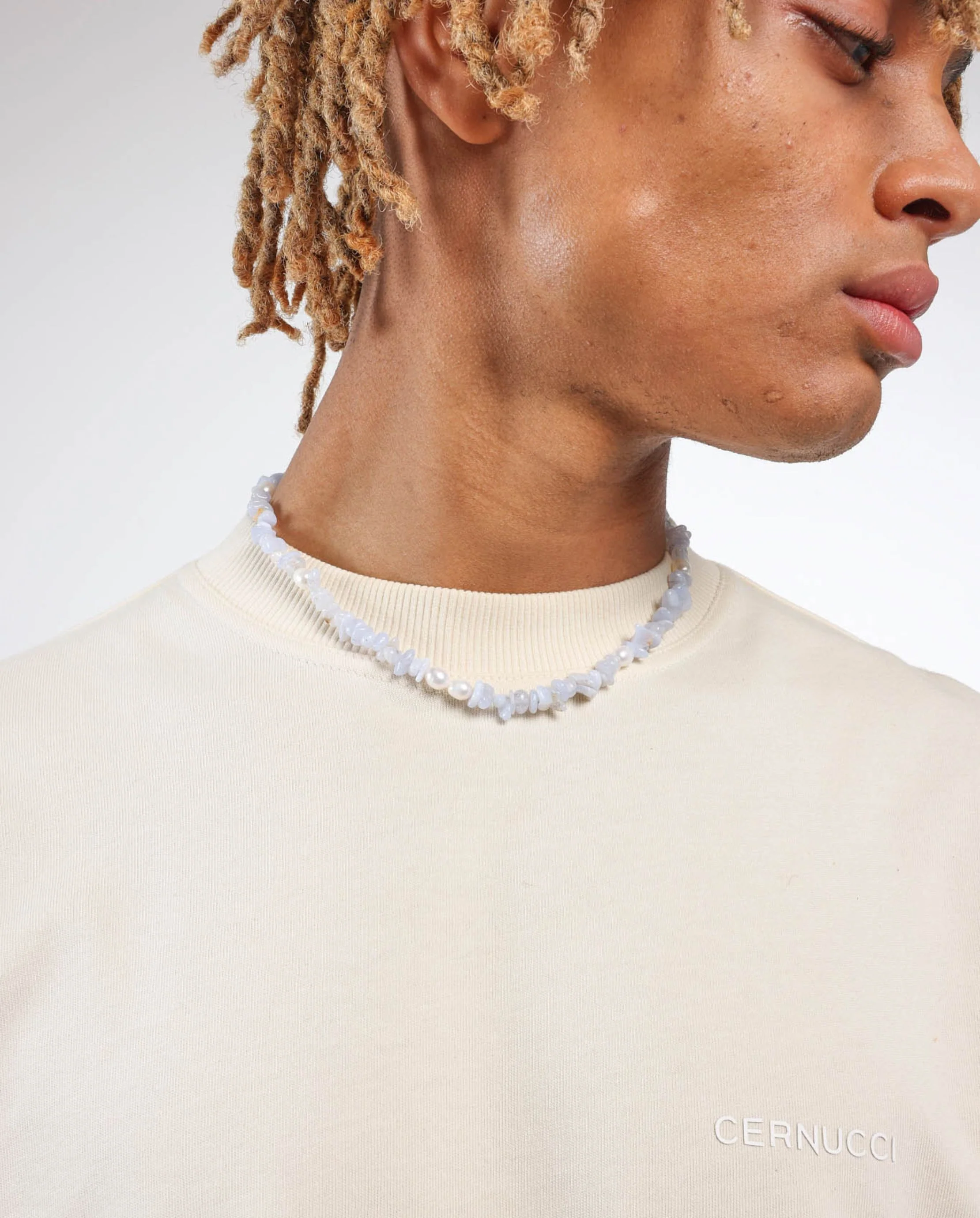 Lilac Organic Bead And Pearl Mix Necklace - Image 2