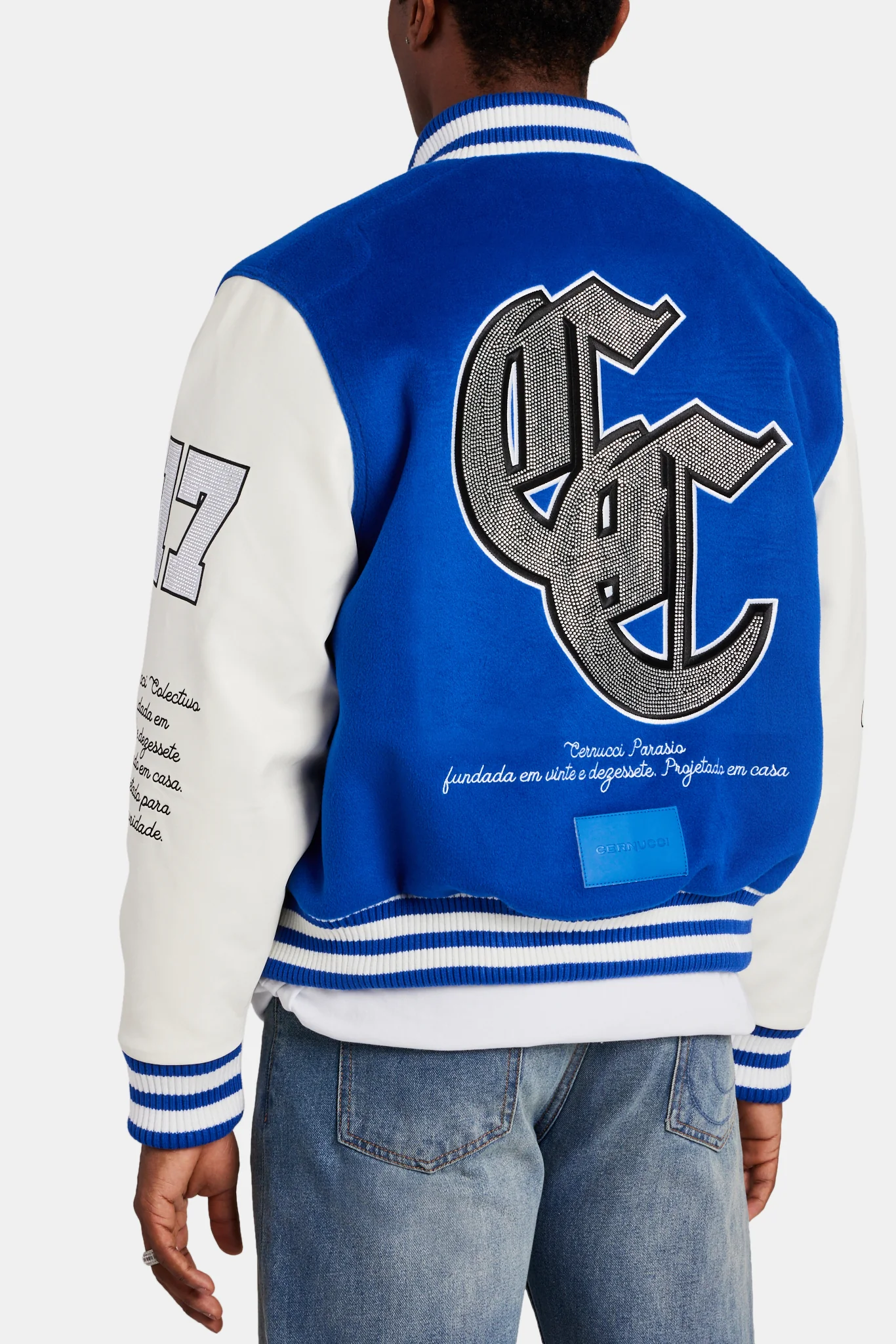 Limited Edition Cernucci Rhinestone Varsity Bomber - Cobalt - Image 4