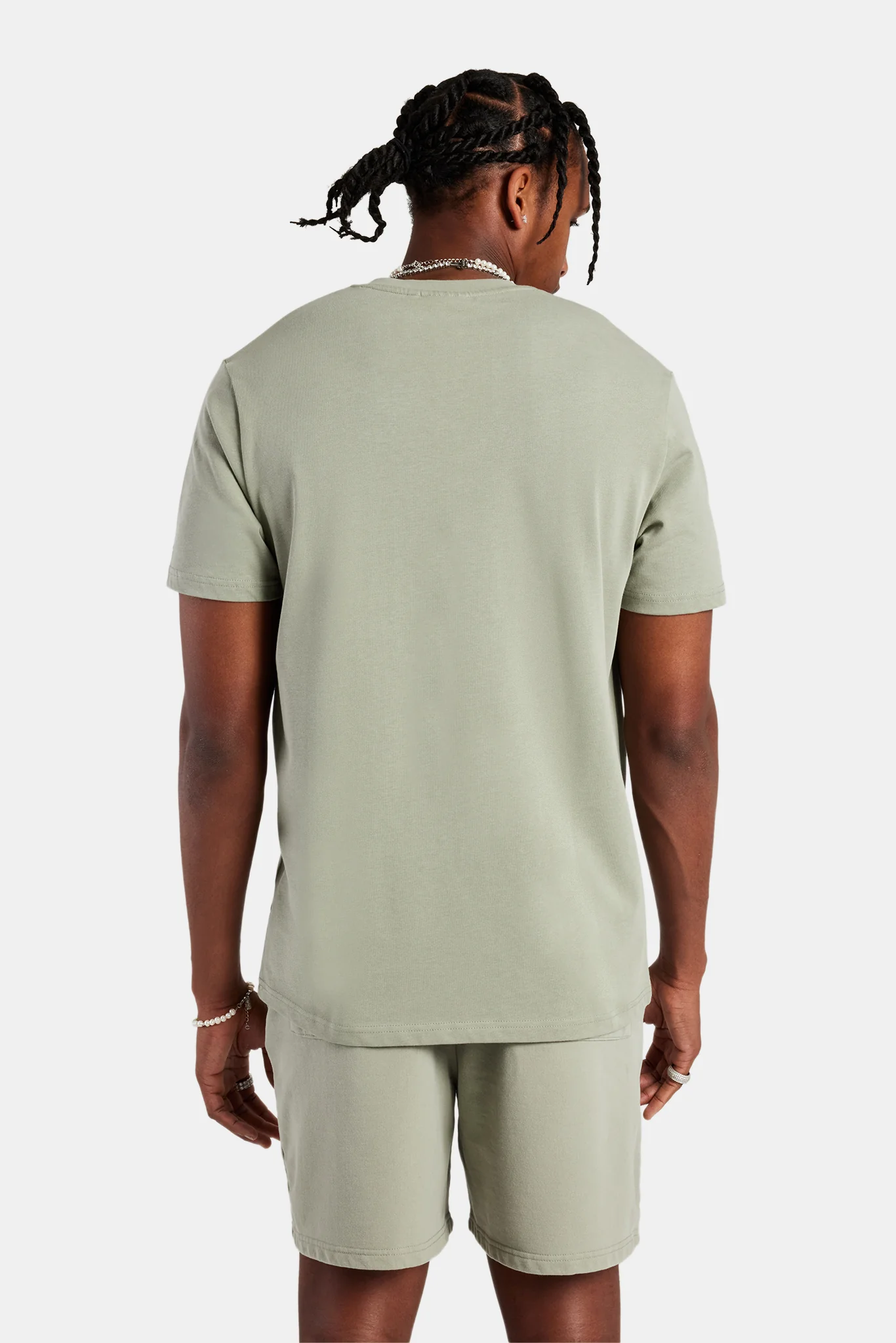 Logo Embroidered T-Shirt & Short Set - Sage - Image 4