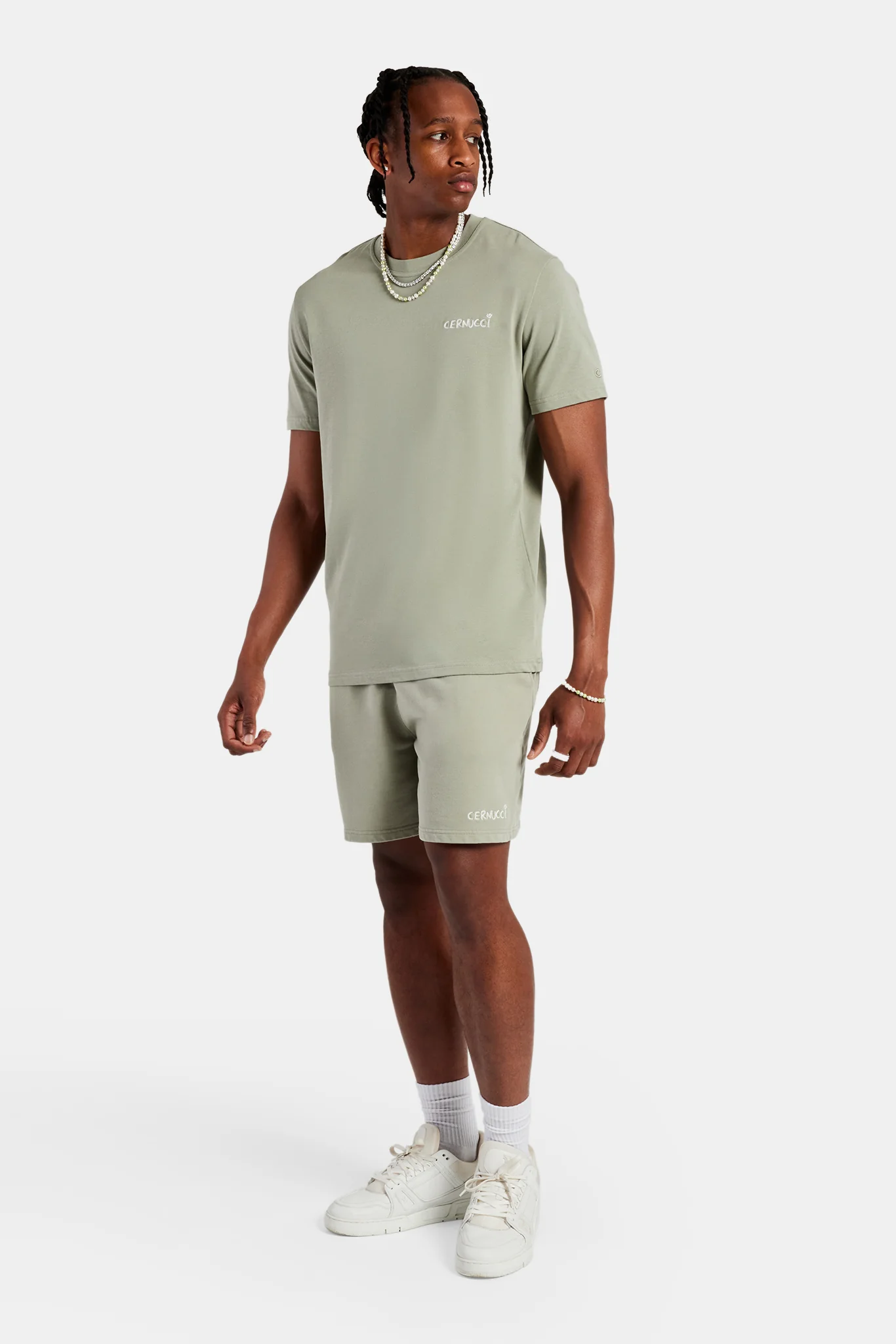 Logo Embroidered T-Shirt & Short Set - Sage - Image 6