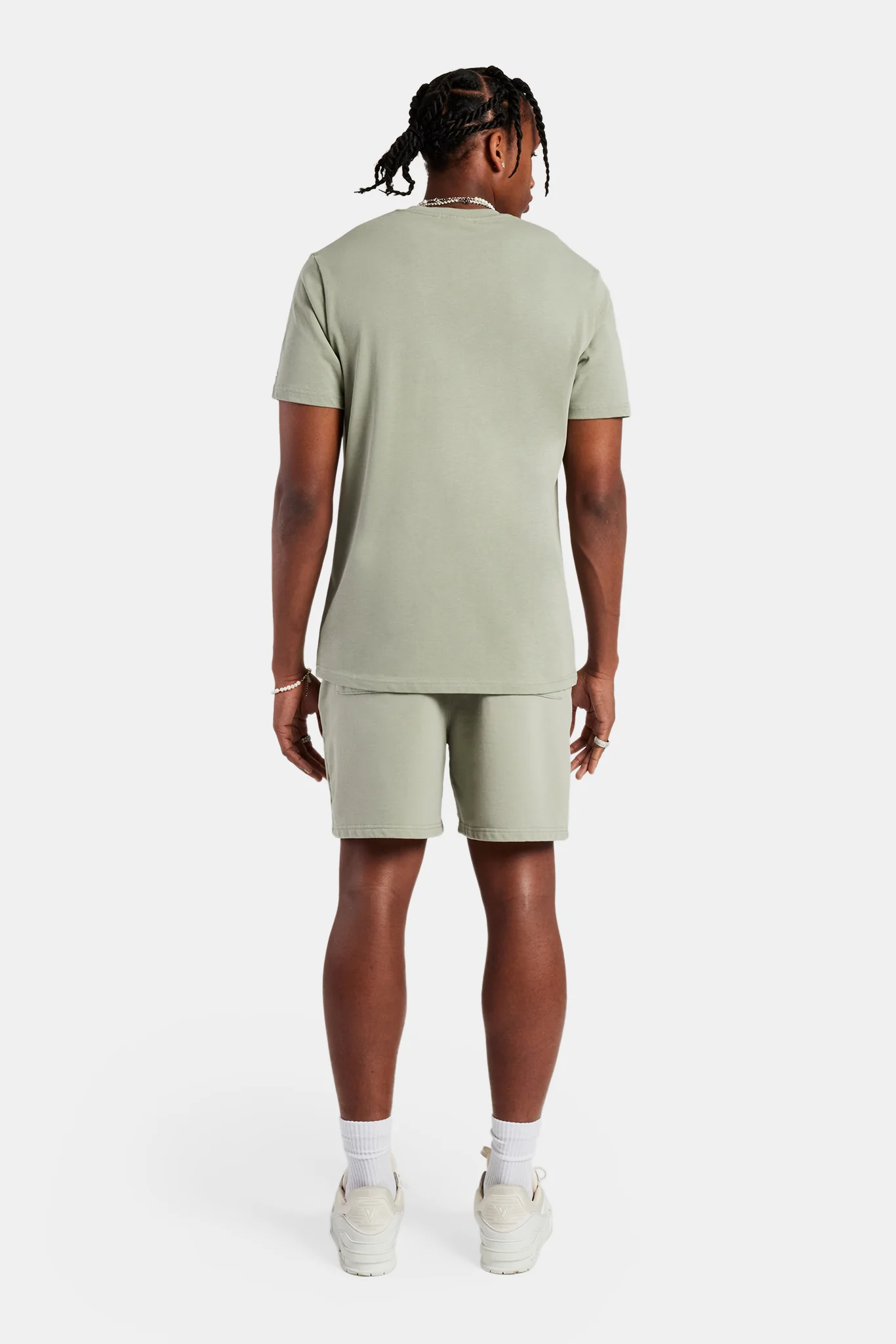 Logo Embroidered T-Shirt & Short Set - Sage - Image 7