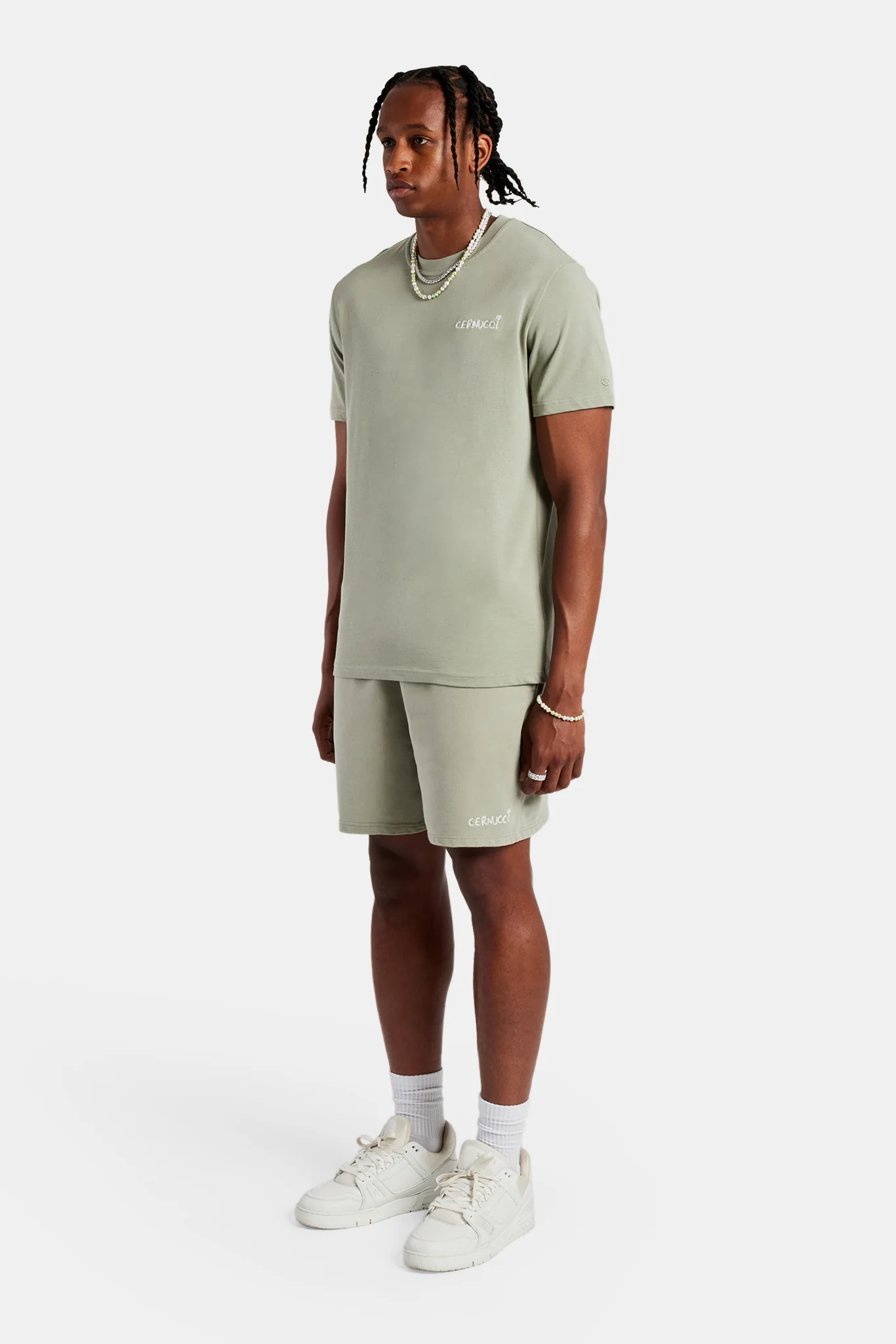 Logo Embroidered T-Shirt & Short Set - Sage - Image 8