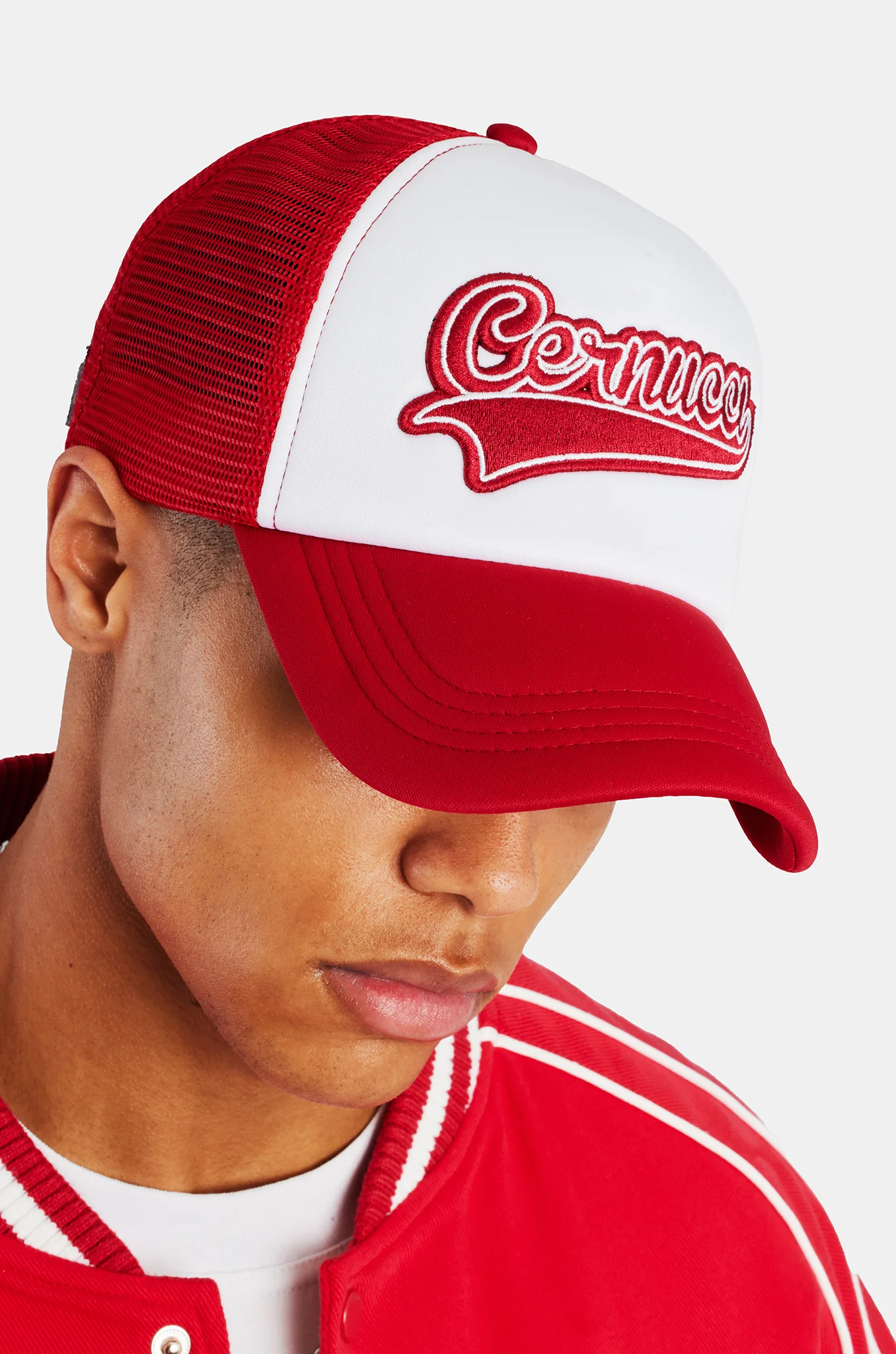 Logo Embroidered Trucker Hat - Red - Image 2