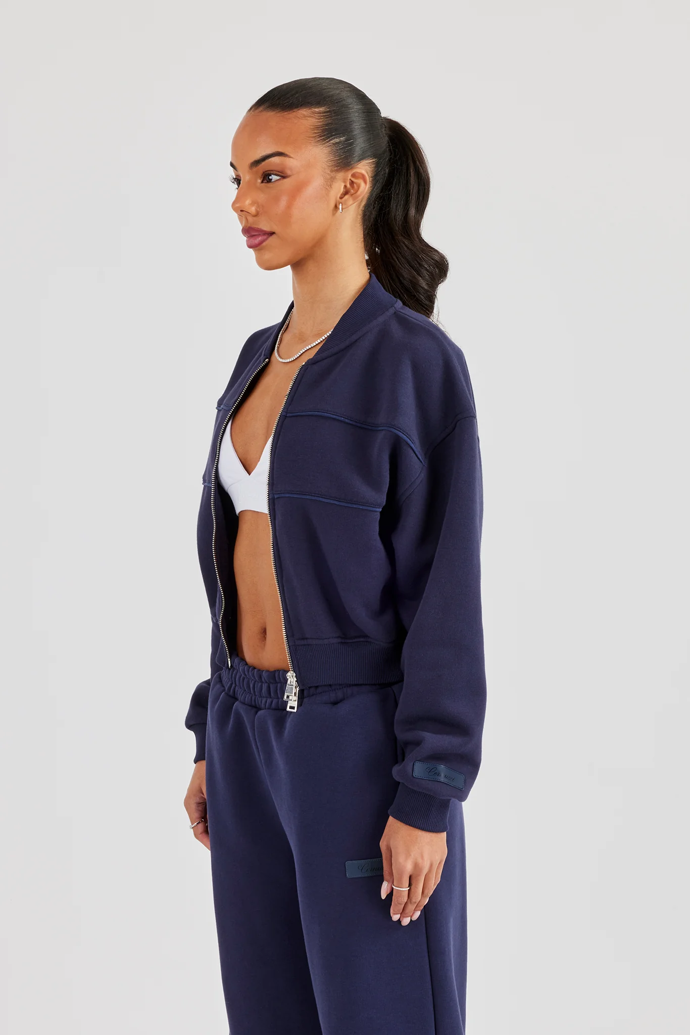 Logo Tab Seam Detail Bomber - Navy Blue - Image 2