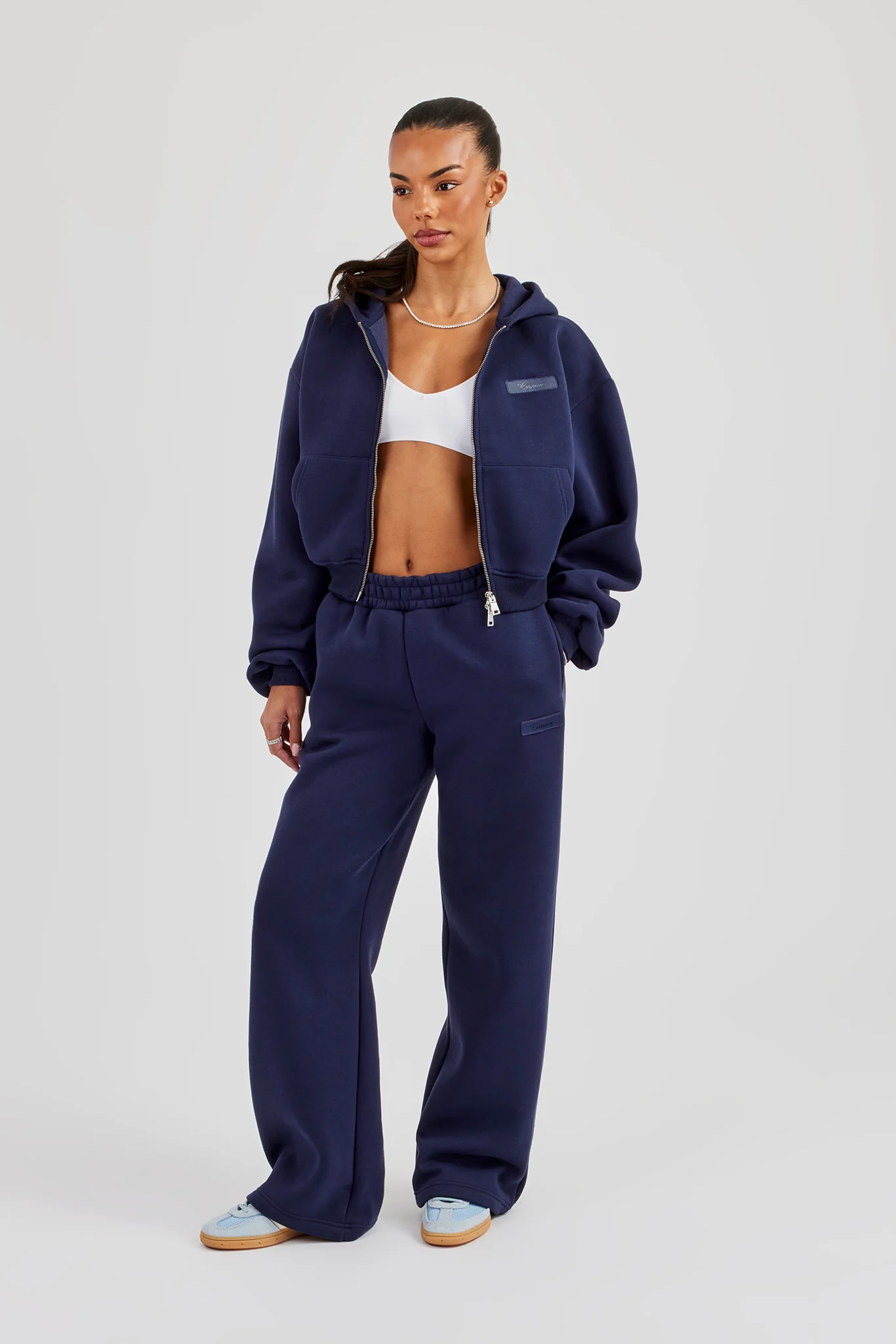 Logo Tab Wide Leg Jogger - Navy Blue - Image 4