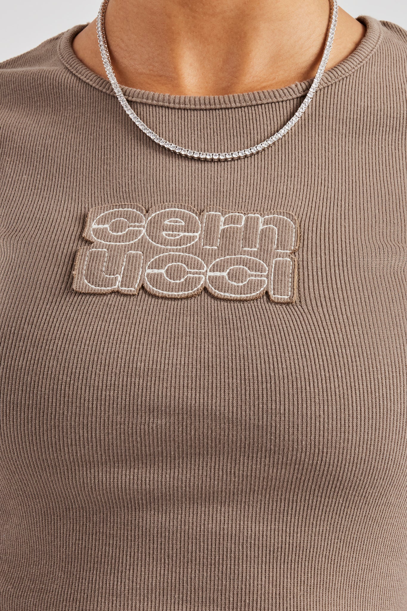 Long Sleeve Applique T-Shirt - Chocolate - Image 2