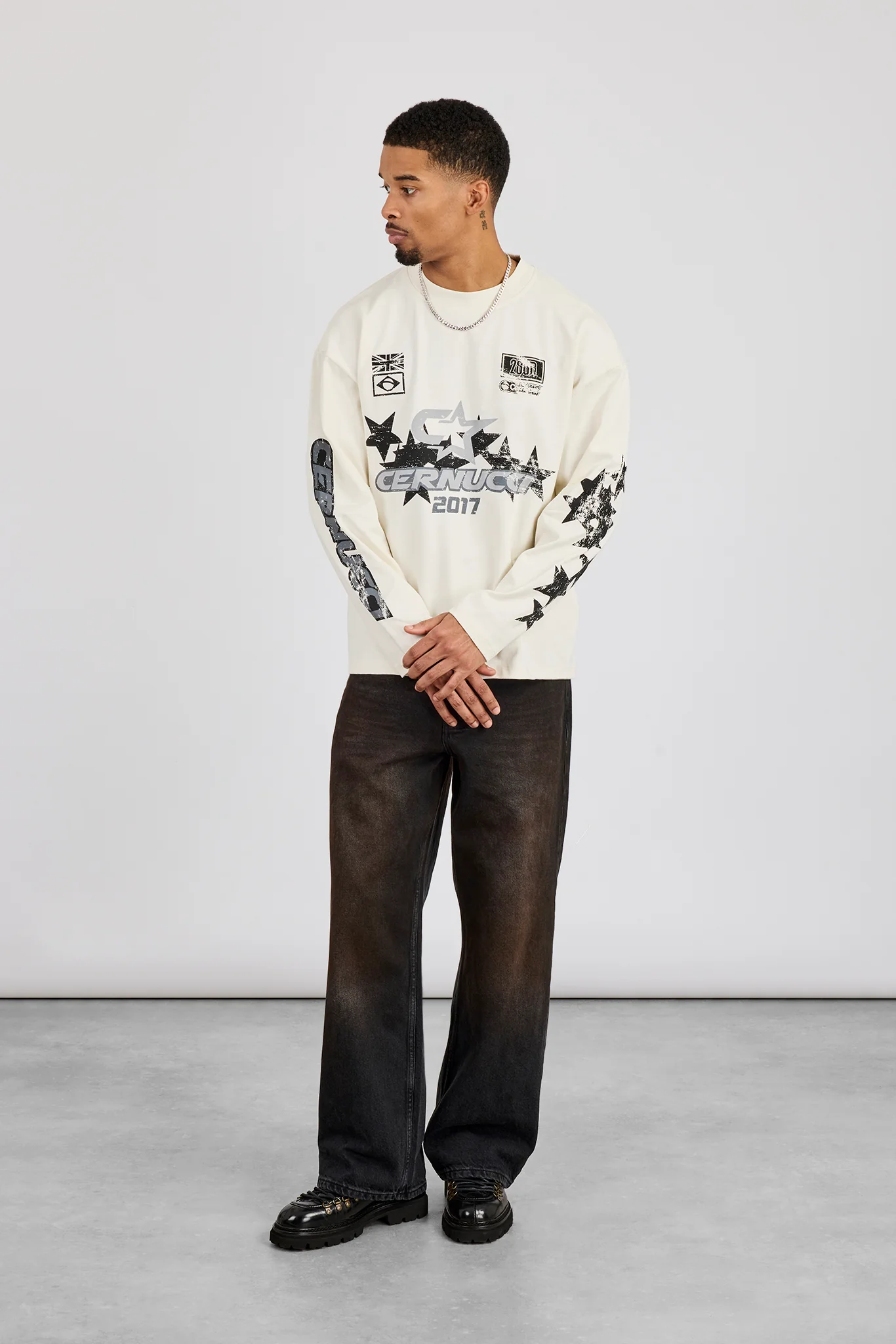 Long Sleeve Cernucci 2017 Graphic T-Shirt - Off White - Image 4